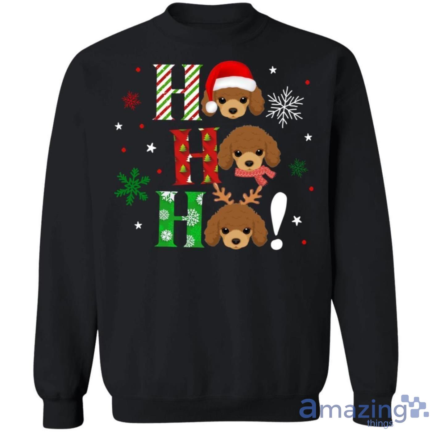 Ho Ho Ho Poodle Christmas Dog Sweater Sweatshirt Product Photo 1