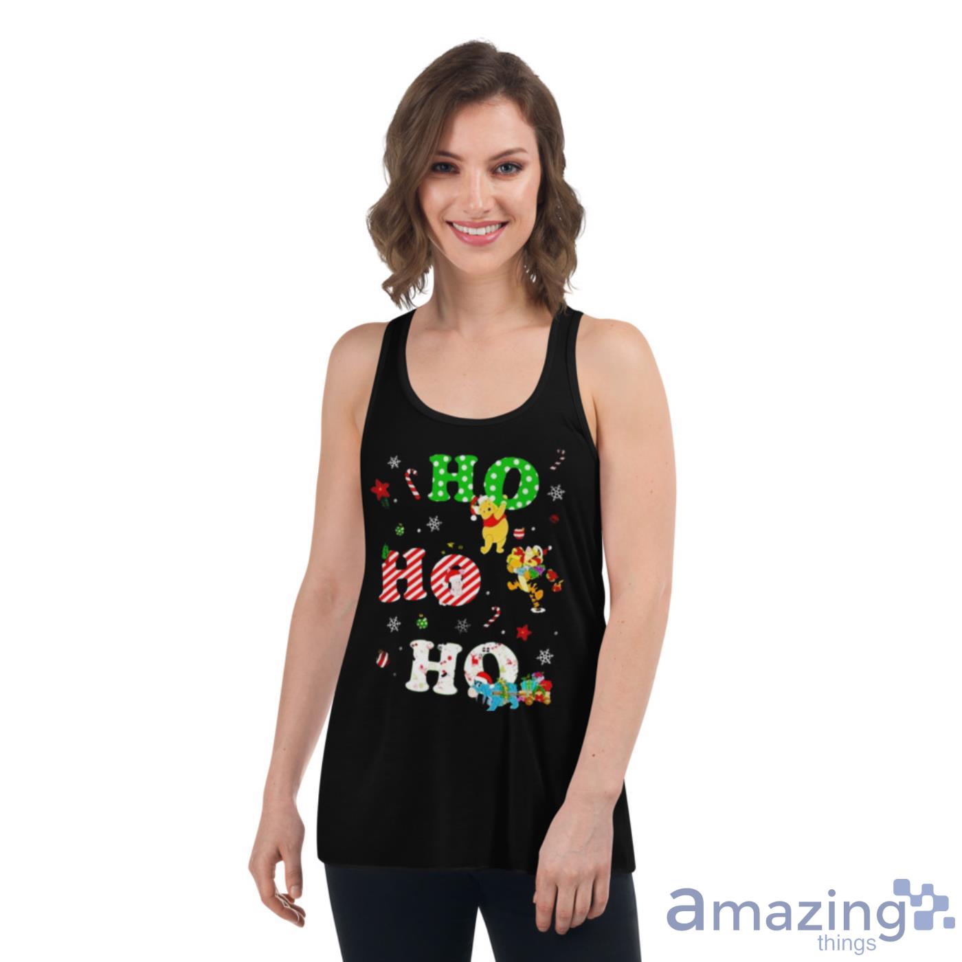 Ho Ho Ho Pooh And Friends Christmas Shirt image Ho Ho Ho Pooh And Friends Christmas Shirt - Womens Flowy Racerback Tank