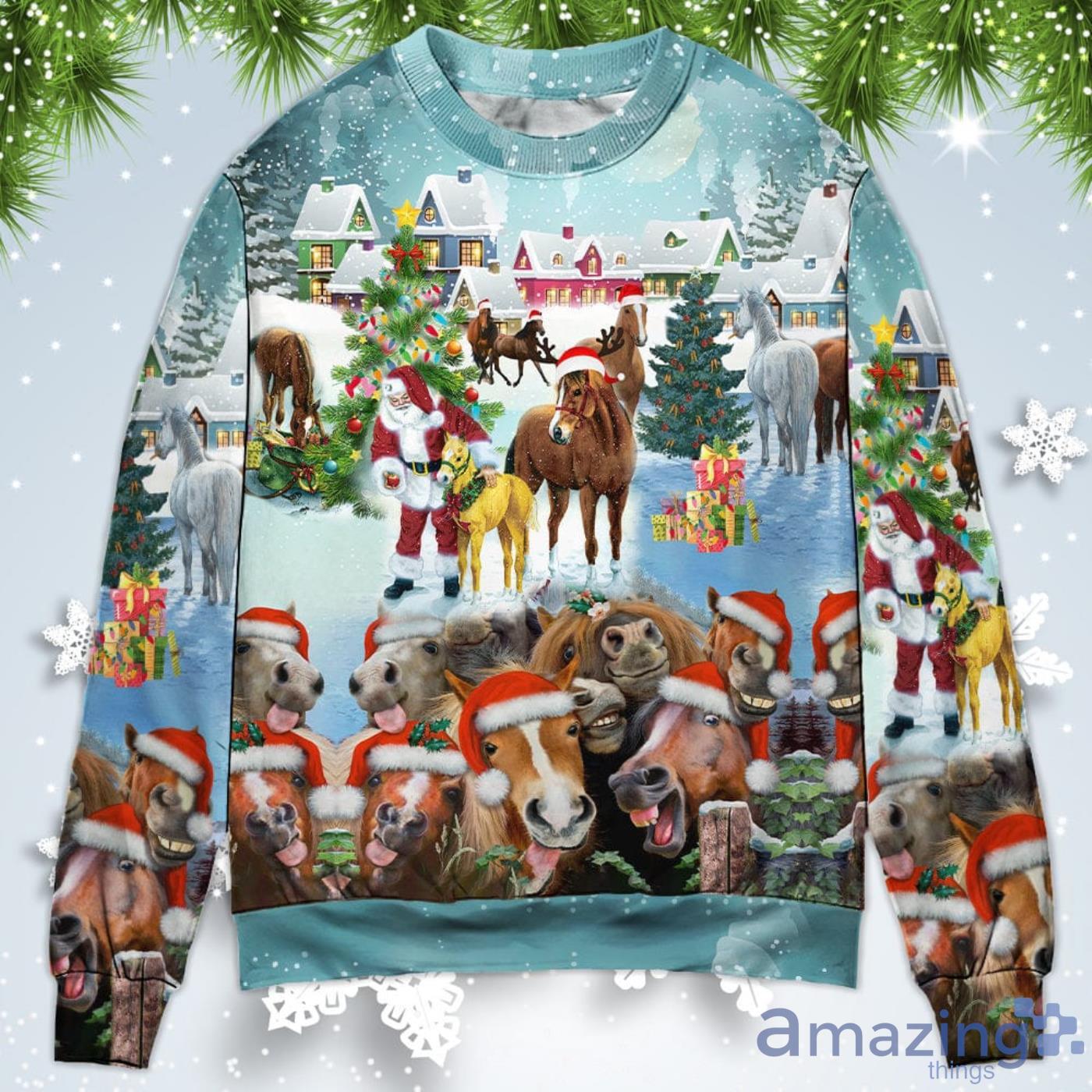 Horse Loves Very Happy Christmas Sweatshirt Sweater Product Photo 1