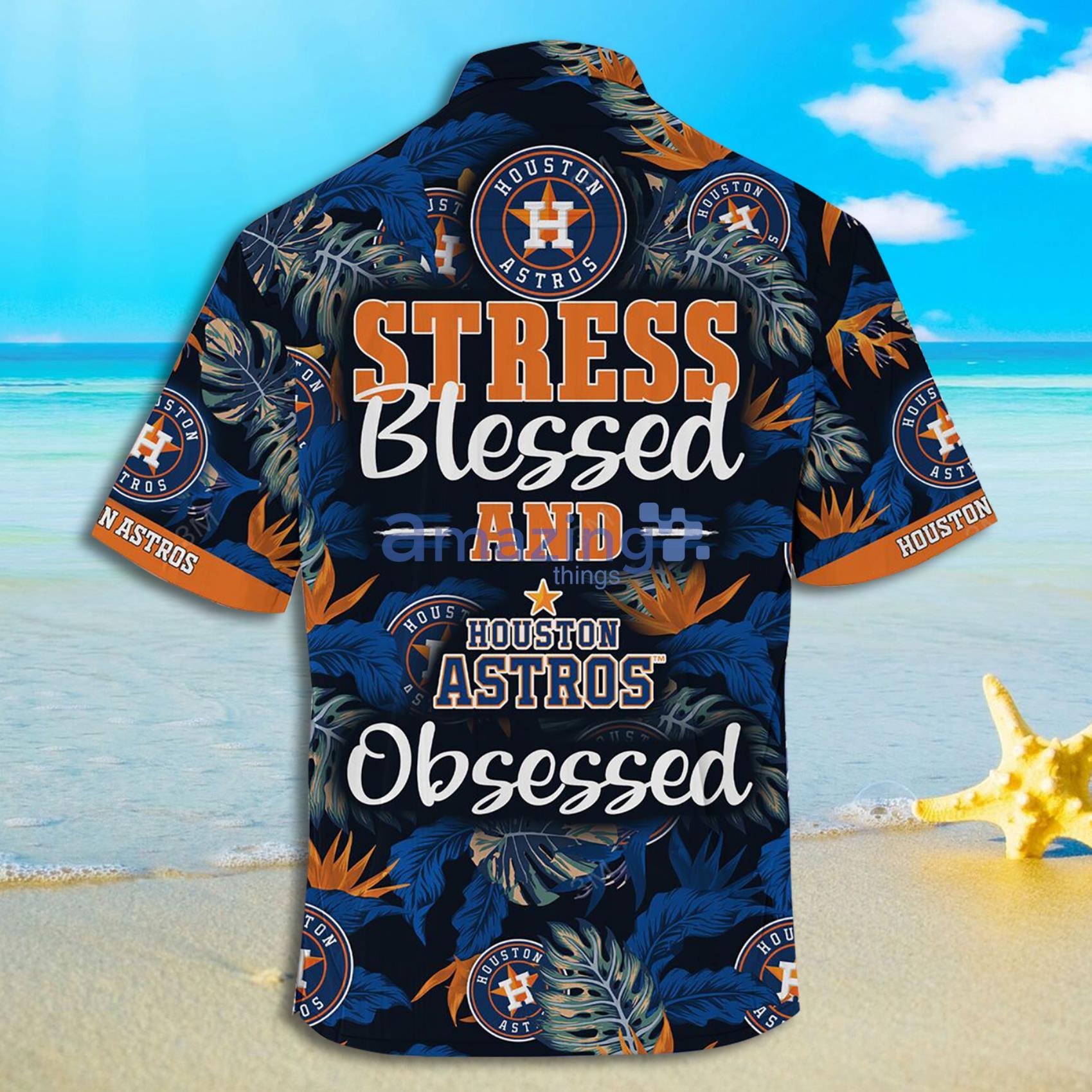 Stress Blessed Houston Astros Hawaiian Shirt, Astros Blue Tropical