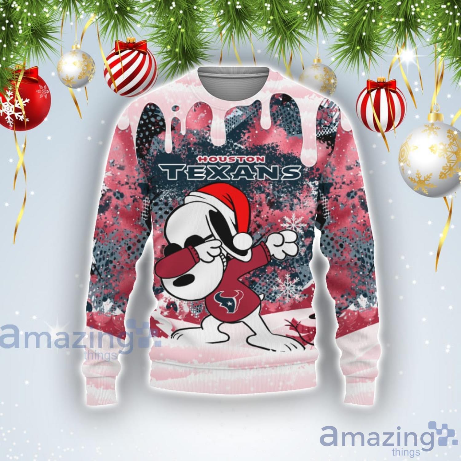 Houston Texans Snoopy Dabbing The Peanuts Sports Football American Ugly Christmas Sweater Product Photo 1