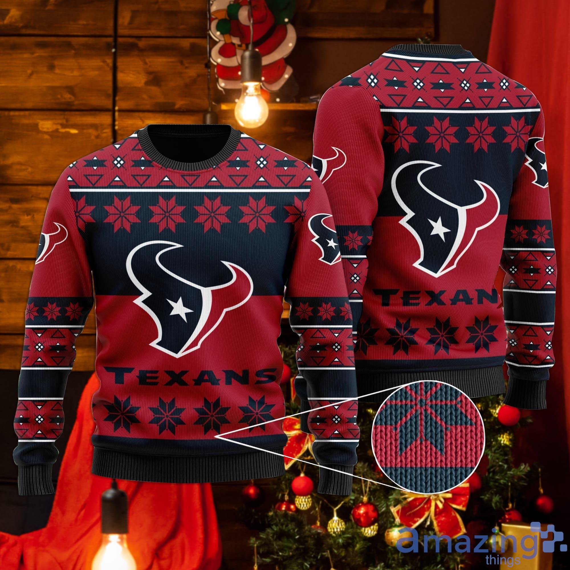 Houston Texans Snowflakes Pattern Ugly Christmas Sweater