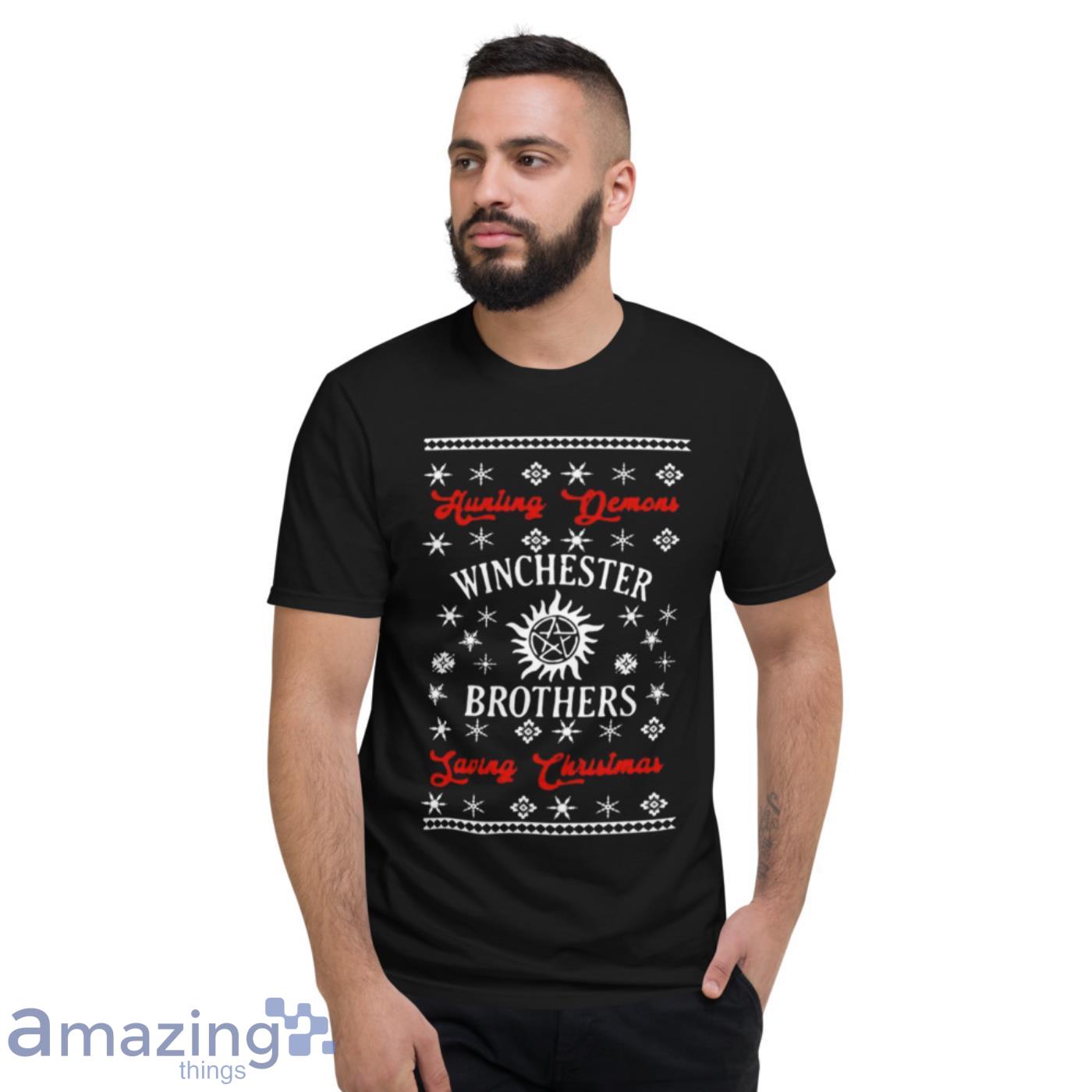Hunting Demons Winchester Brothers Saving Christmas Shirt image Hunting Demons Winchester Brothers Saving Christmas Shirt - Short Sleeve T-Shirt
