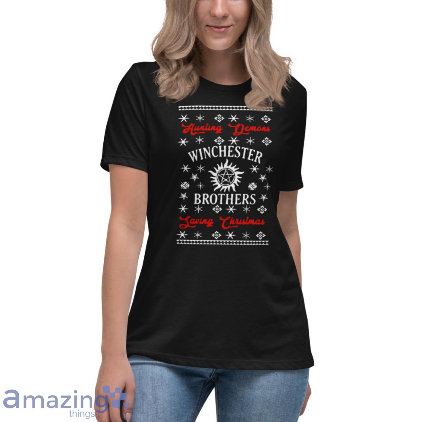 Hunting Demons Winchester Brothers Saving Christmas Shirt image Hunting Demons Winchester Brothers Saving Christmas Shirt - Womens Relaxed Short Sleeve Jersey Tee