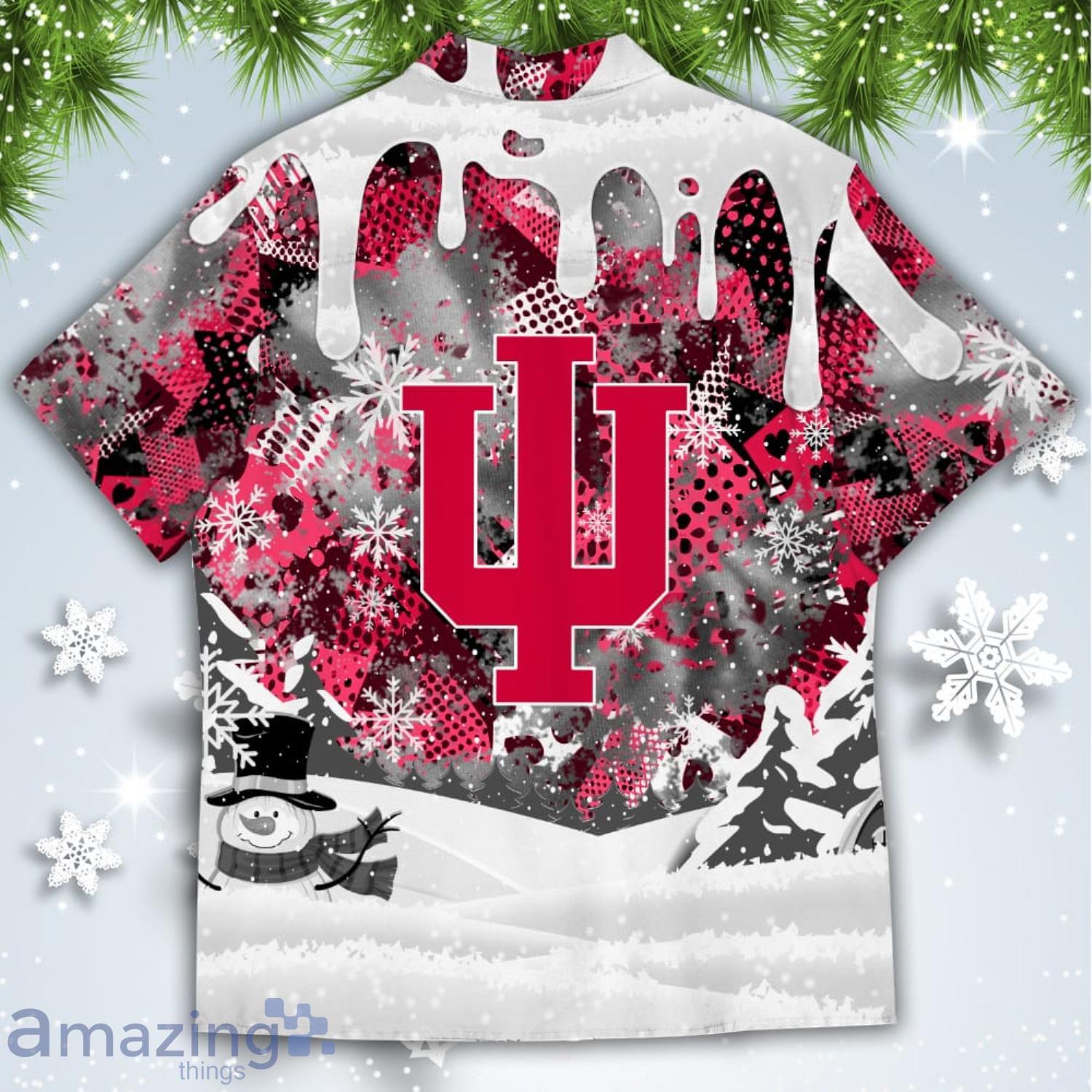 Indiana Hoosiers Snoopy Dabbing The Peanuts American Christmas Dripping Hawaiian Shirt image Indiana Hoosiers Snoopy Dabbing The Peanuts American Christmas Dripping Hawaiian Shirt Product Photo 3