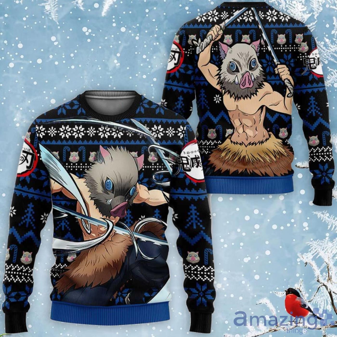 Inosuke Custom Anime Kimetsu For Fans Ugly Christmas Sweater Product Photo 1