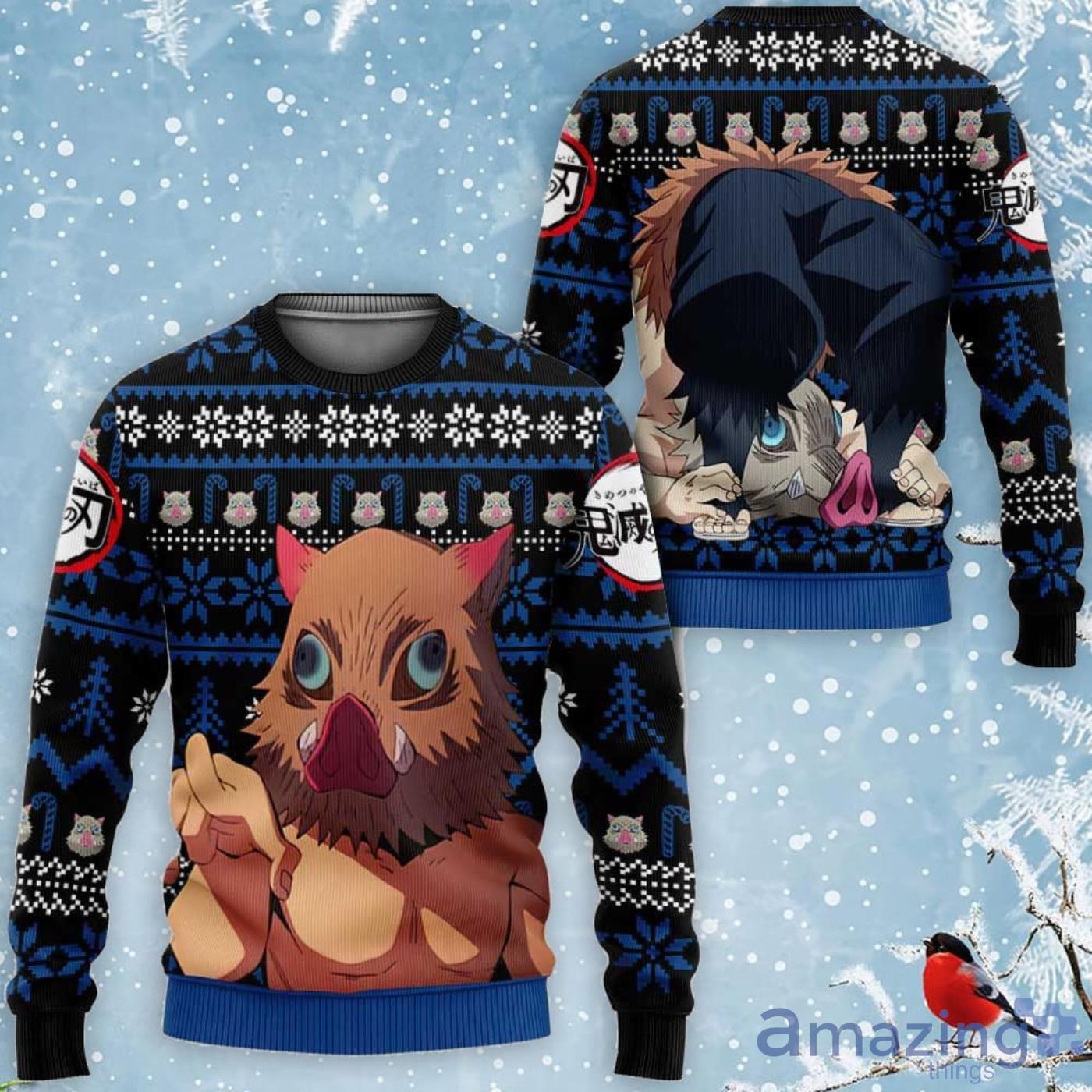 Inosuke Custom Anime Kimetsu Ugly Christmas Sweater Product Photo 1