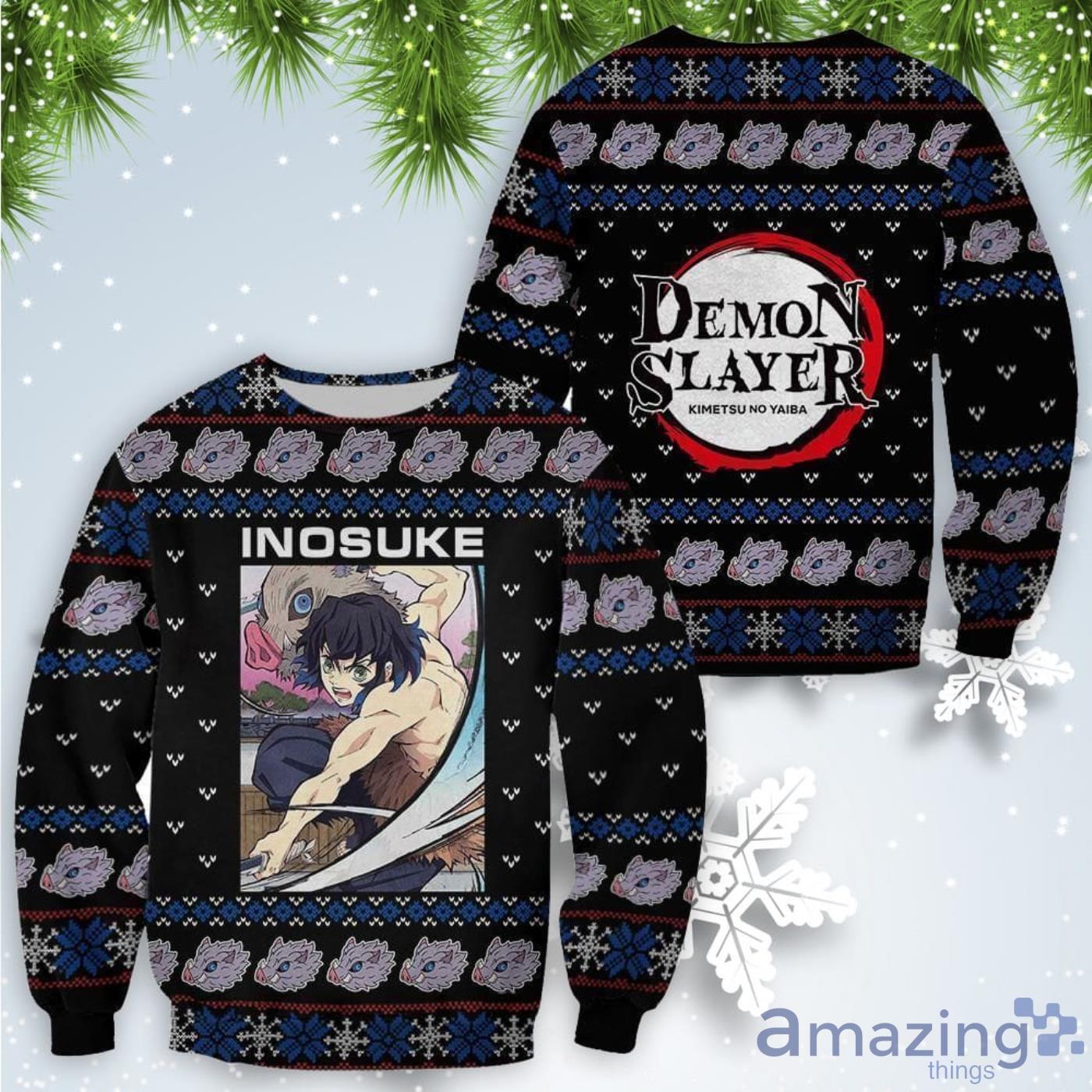 Inosuke Kimetsu Anime Ugly Christmas Sweater Product Photo 1