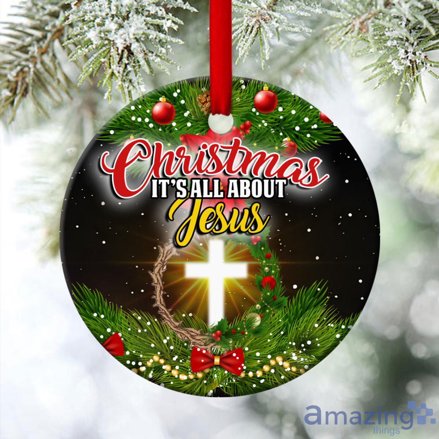 It's All About Jesus Christmas Gift Ceramic Ornament Product Photo 1