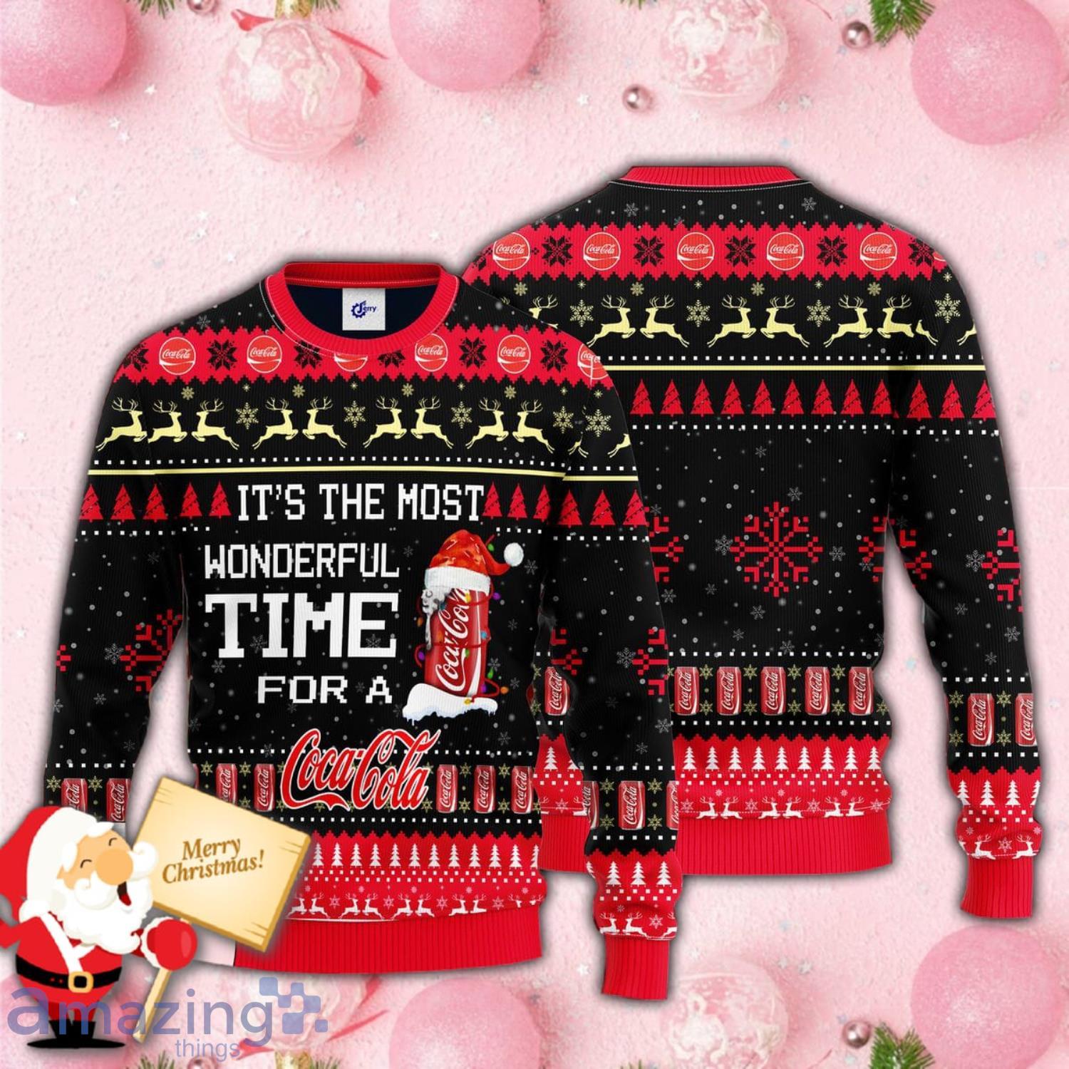 Its The Most Wonderful Time For A Coca Cola Knitted All Over Print 3D Christmas Ugly Sweater Product Photo 1