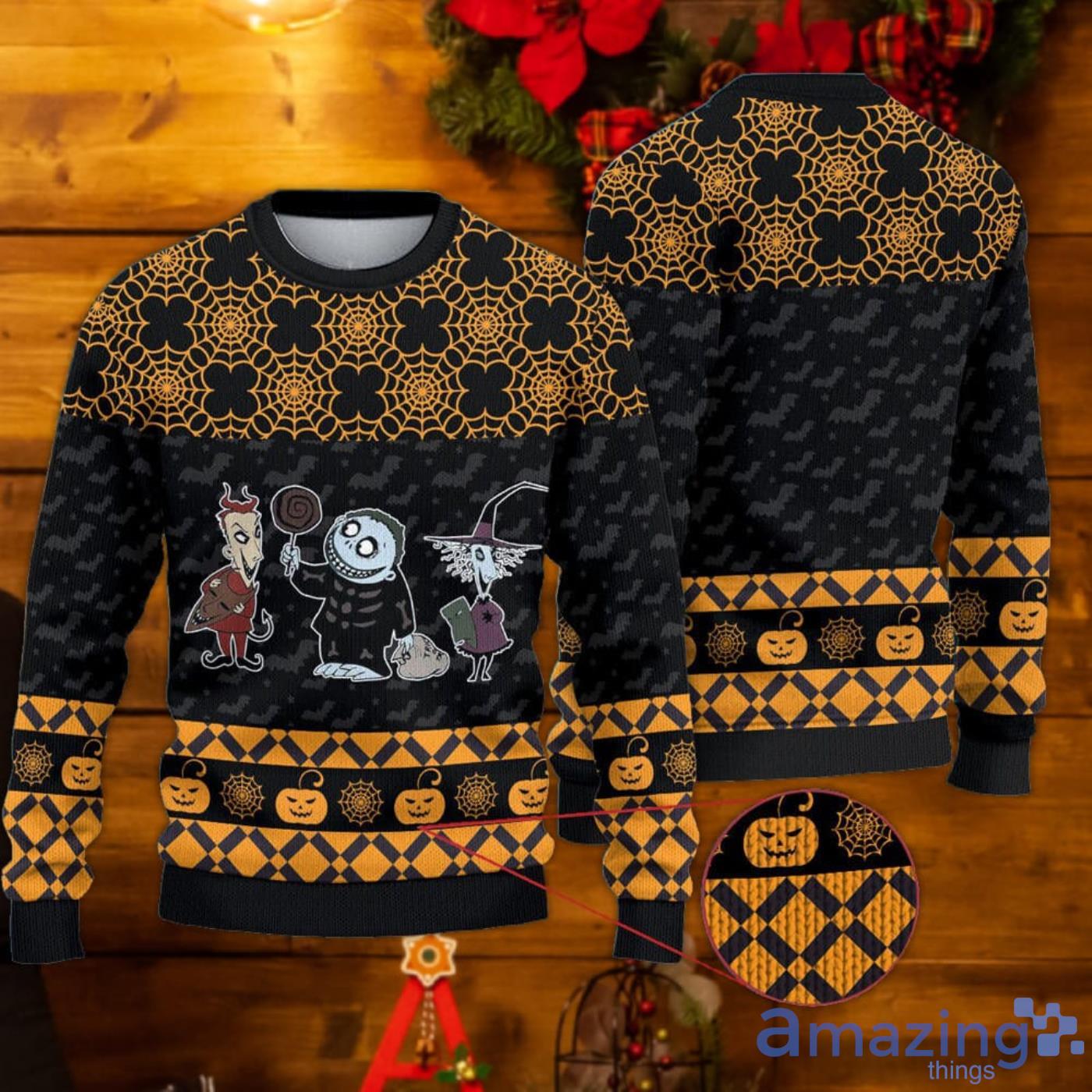 Jack And Sally Lock Shock And Barrel Sweater Nightmare Before Christmas Ugly Sweater Product Photo 1
