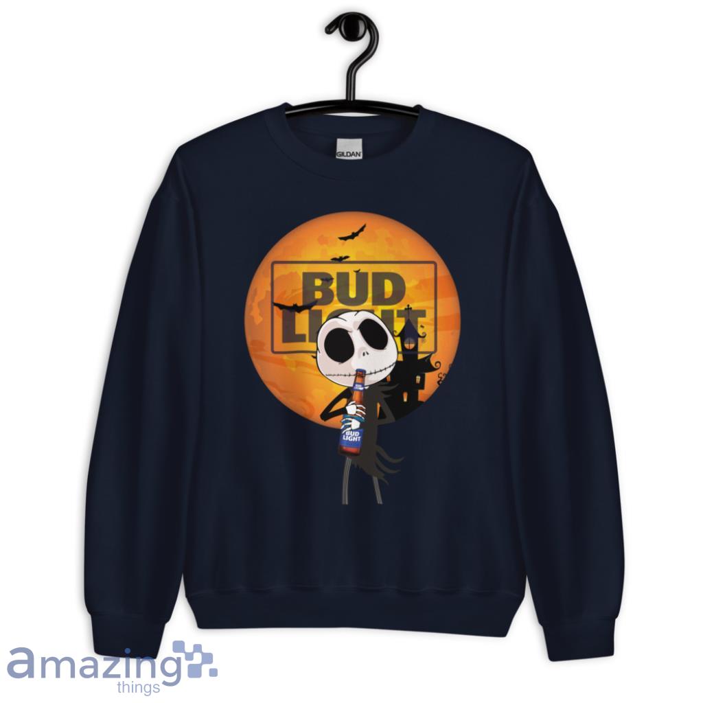 Jack Skellington Hold Bud Light Beer Halloween Shirt image Jack Skellington Hold Bud Light Beer Halloween Shirt - Unisex Crewneck Sweatshirt-1