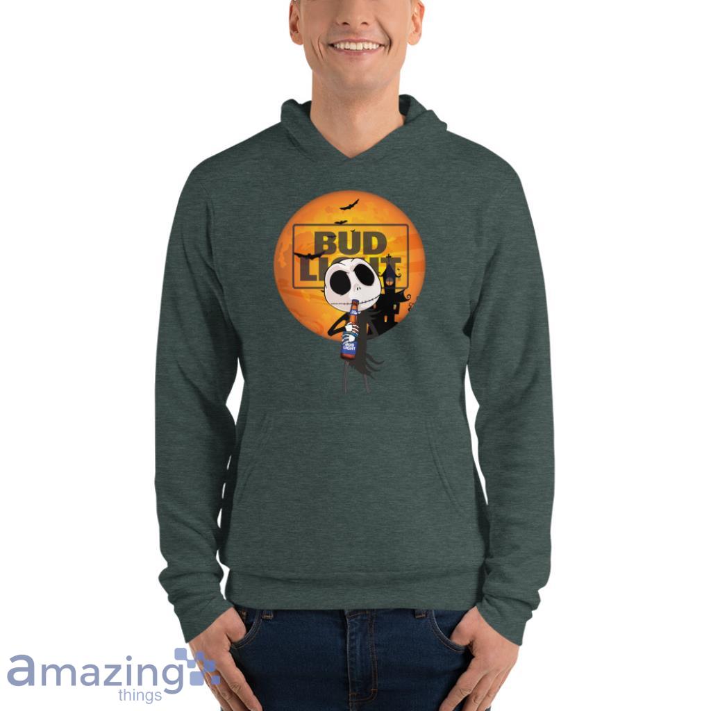 Jack Skellington Hold Bud Light Beer Halloween Shirt image Jack Skellington Hold Bud Light Beer Halloween Shirt - Unisex Fleece Pullover Hoodie-1