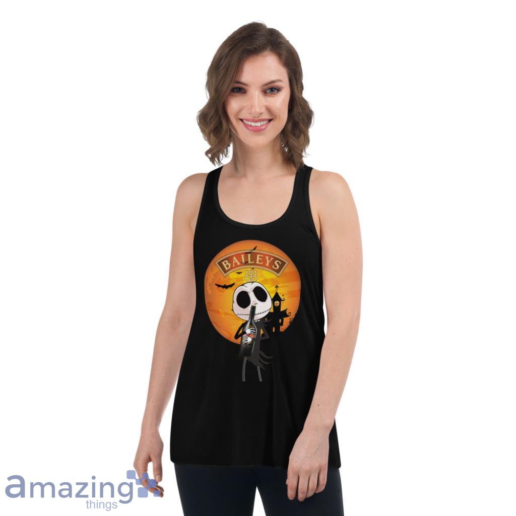 Jack Skellington Hug Liqueur Coffee Aguardiente Baileys Irish Cream Halloween Shirt image Jack Skellington Hug Liqueur Coffee Aguardiente Baileys Irish Cream Halloween Shirt - Womens Flowy Racerback Tank