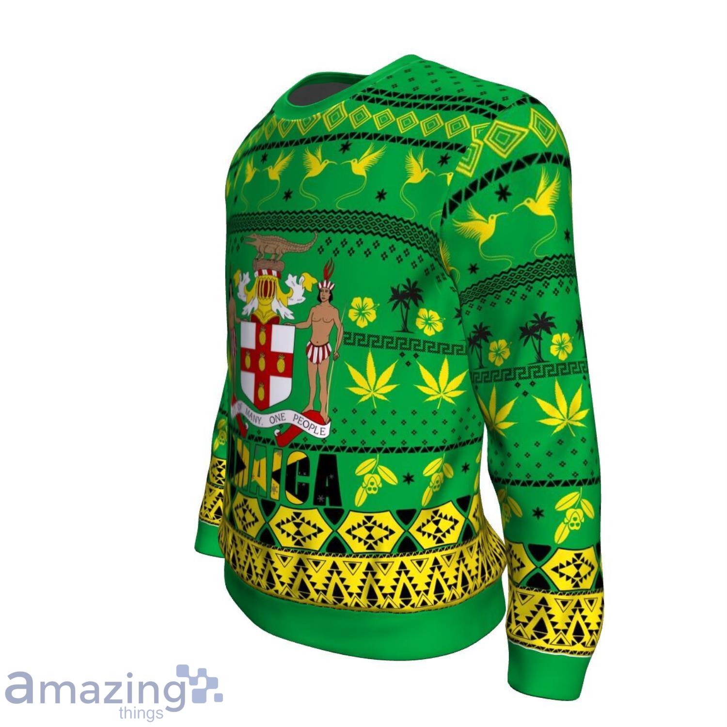 Jamaica Green All Ober Print 3D Ugly Sweater image Jamaica Green All Ober Print 3D Ugly Sweater Product Photo 3