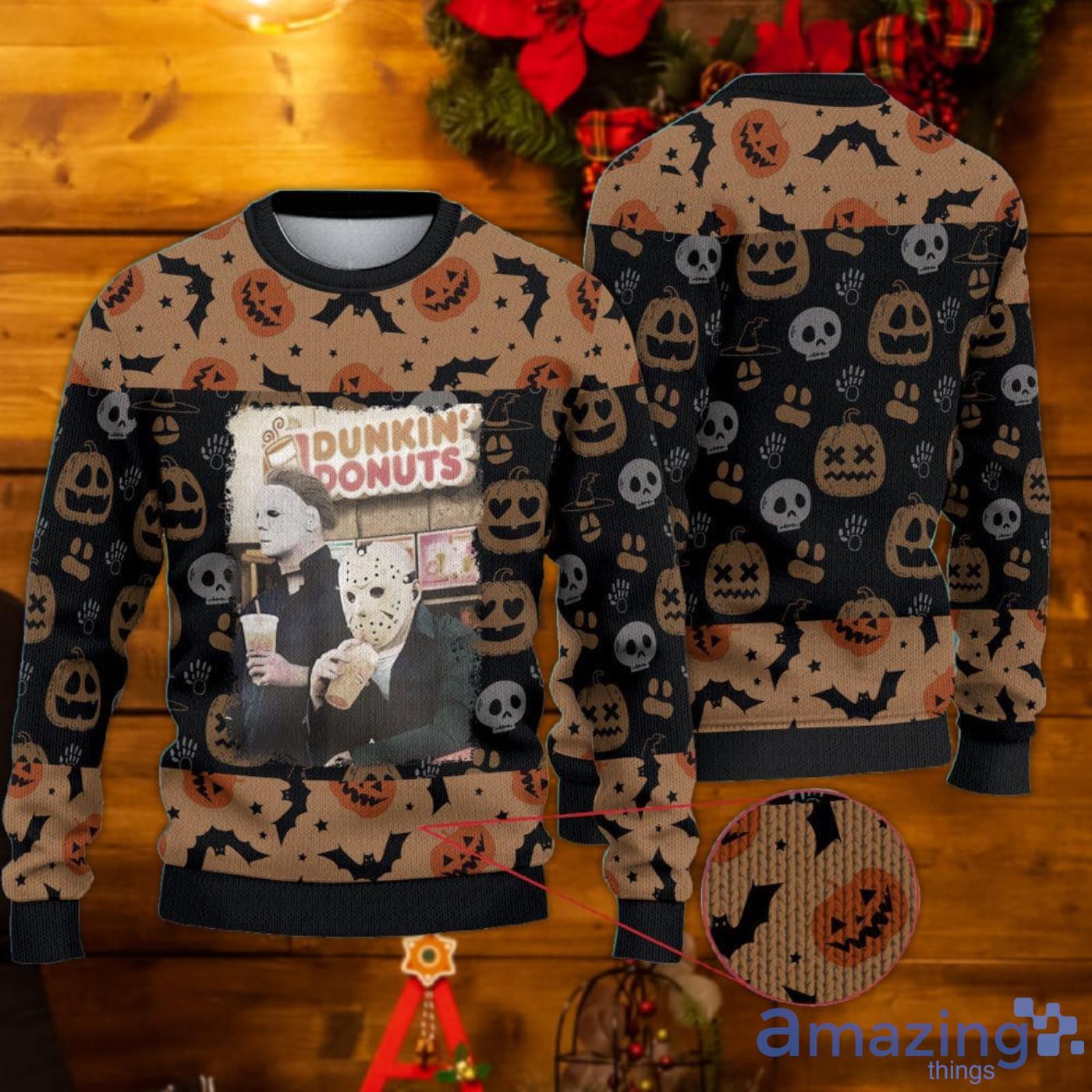 Jason And Micheal Donuts Dounkin Halloween Horror Movie Sweater Product Photo 1