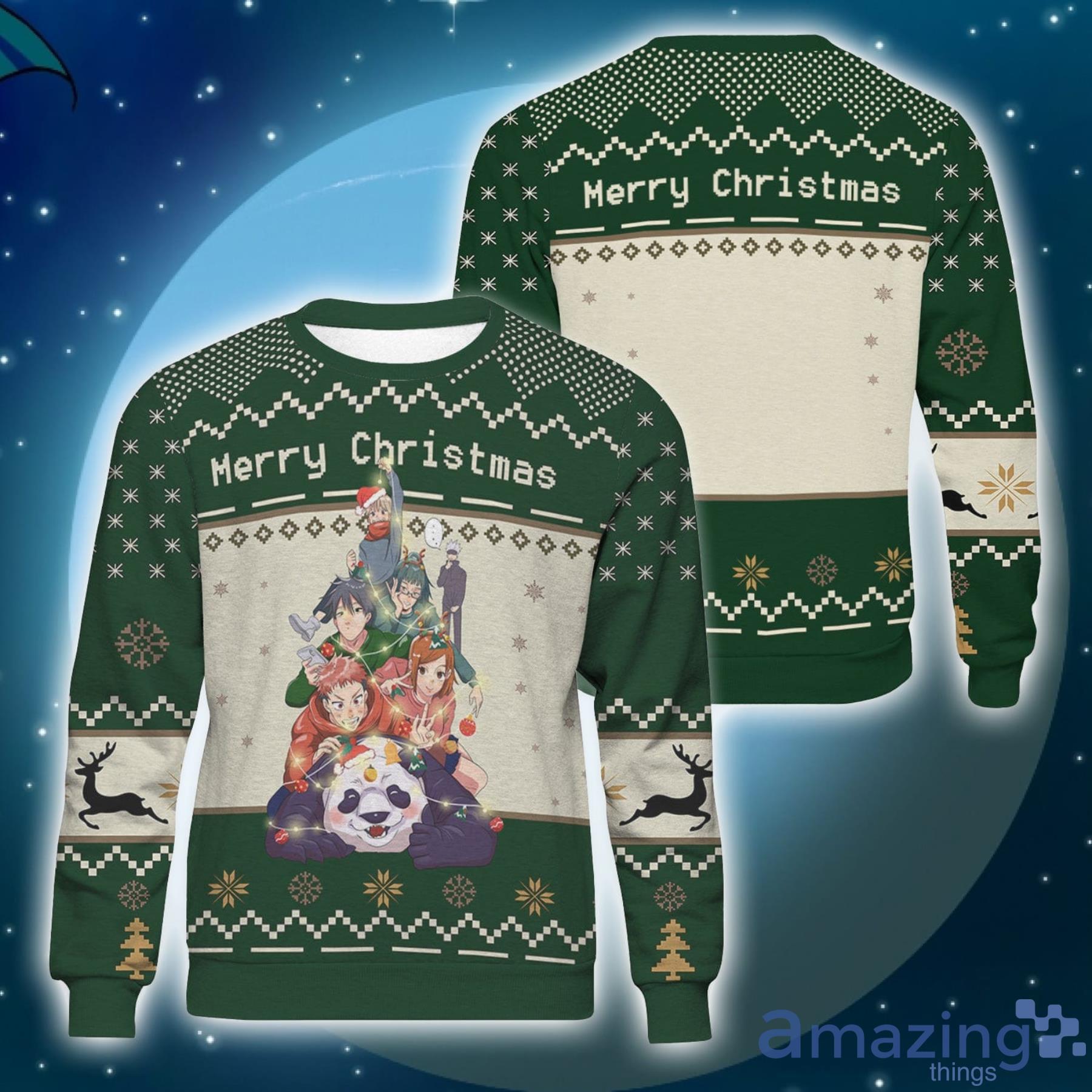 Jujutsu Kaisen Anime Lover Green Christmas Sweater Sweatshirt Product Photo 1
