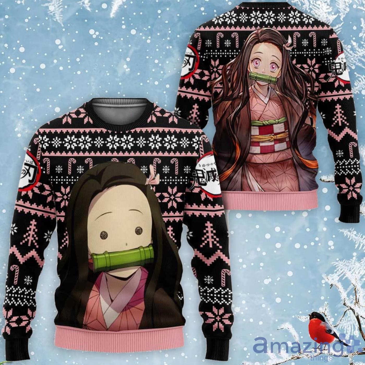 Kamado Nezuko Custom Anime Kimetsu Ugly Christmas Sweater Product Photo 1