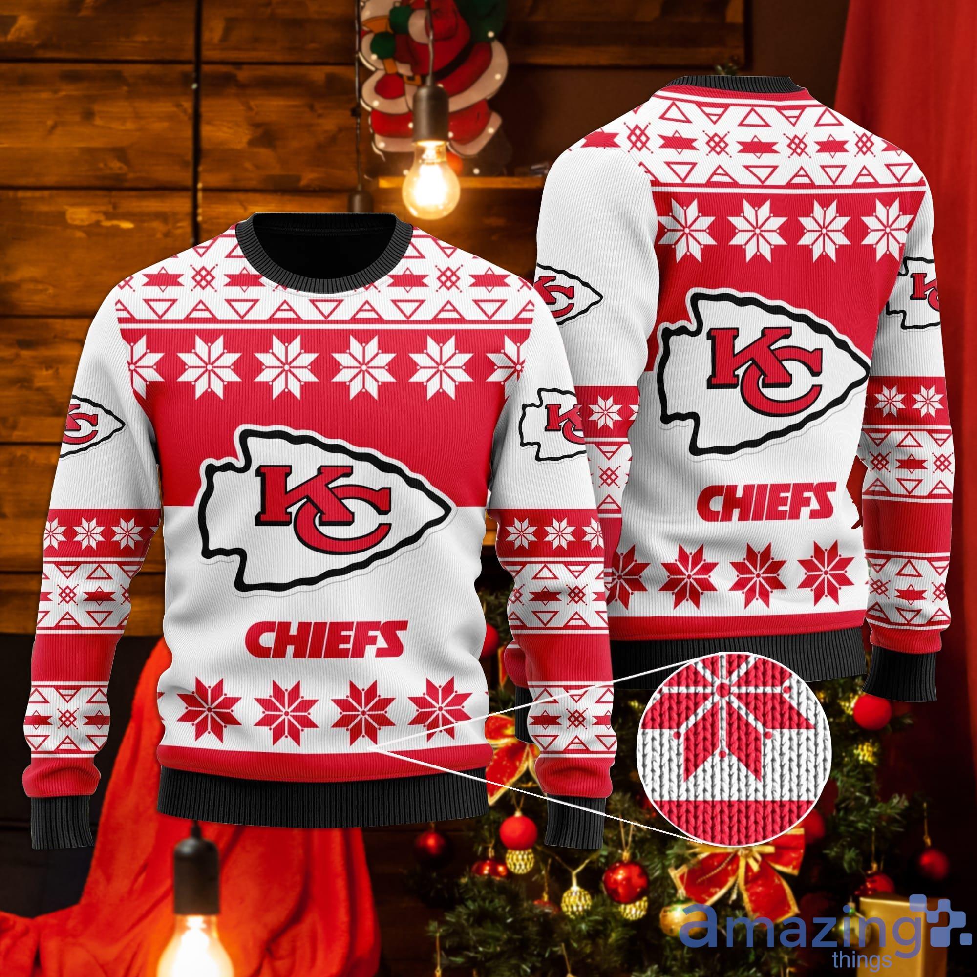 Kansas City Chiefs Christmas Snow Heart Pattern Ugly Christmas