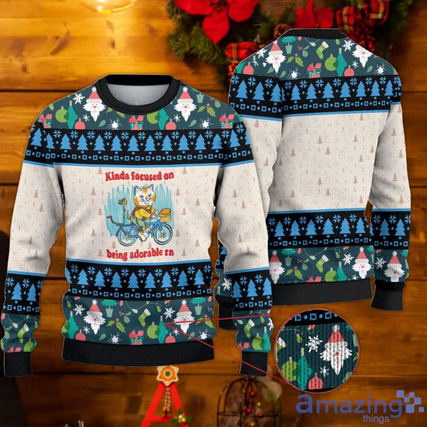 Kinda Focused On Being Adorable Kinda Cat Ugly Christmas Sweater Product Photo 1