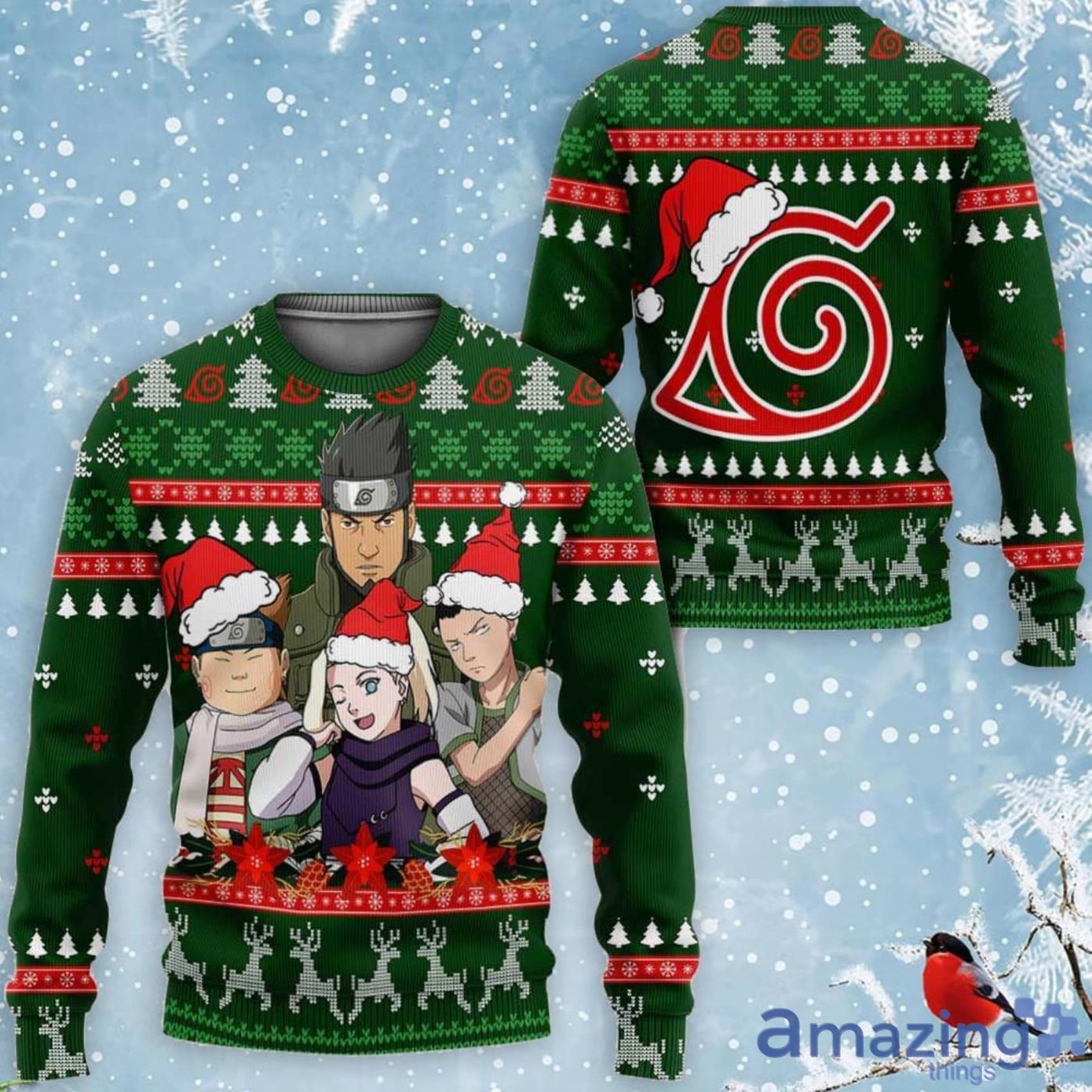 Konoha Team 10 Custom Naruto Anime Ugly Christmas Sweater Product Photo 1