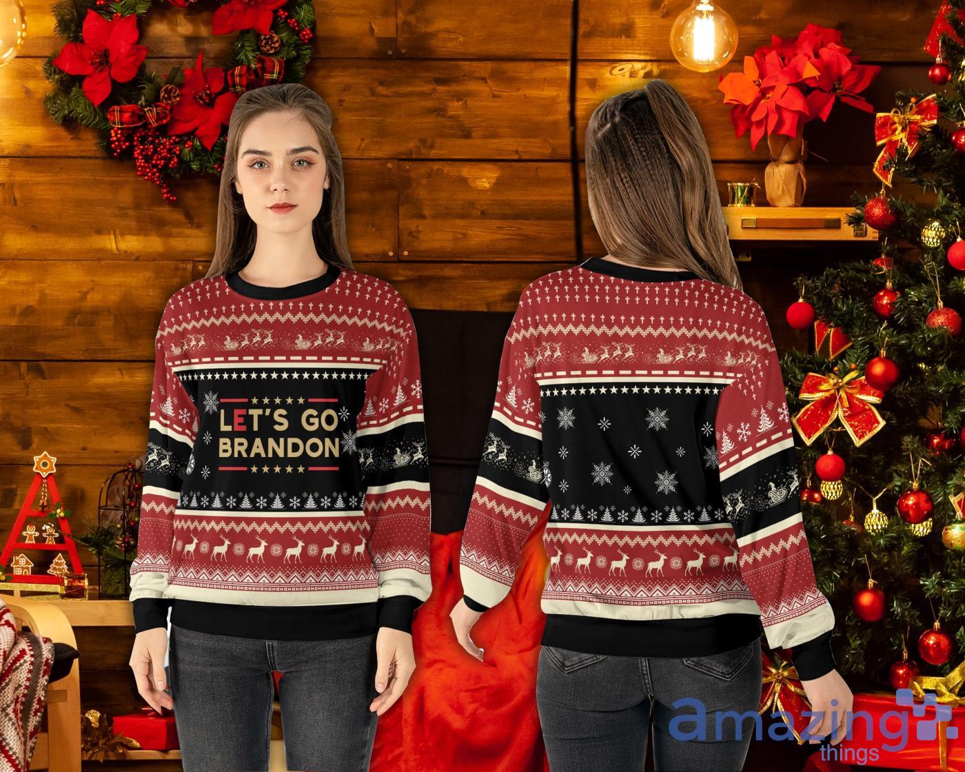 Let's Go Brandon Deer Christmas Sweater Ugly Christmas Sweater Product Photo 1