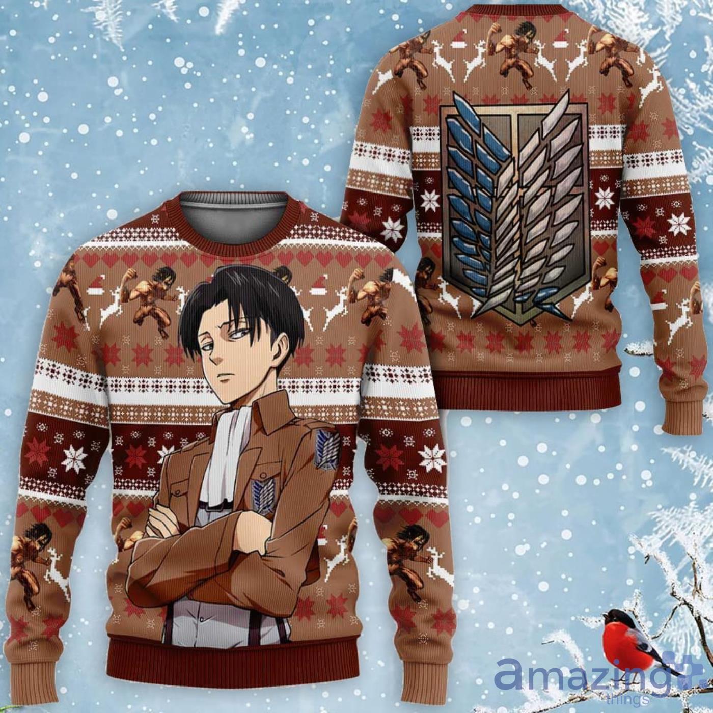 Levi Ackerman Custom Anime Attack On Titan Ugly Christmas Sweater Product Photo 1