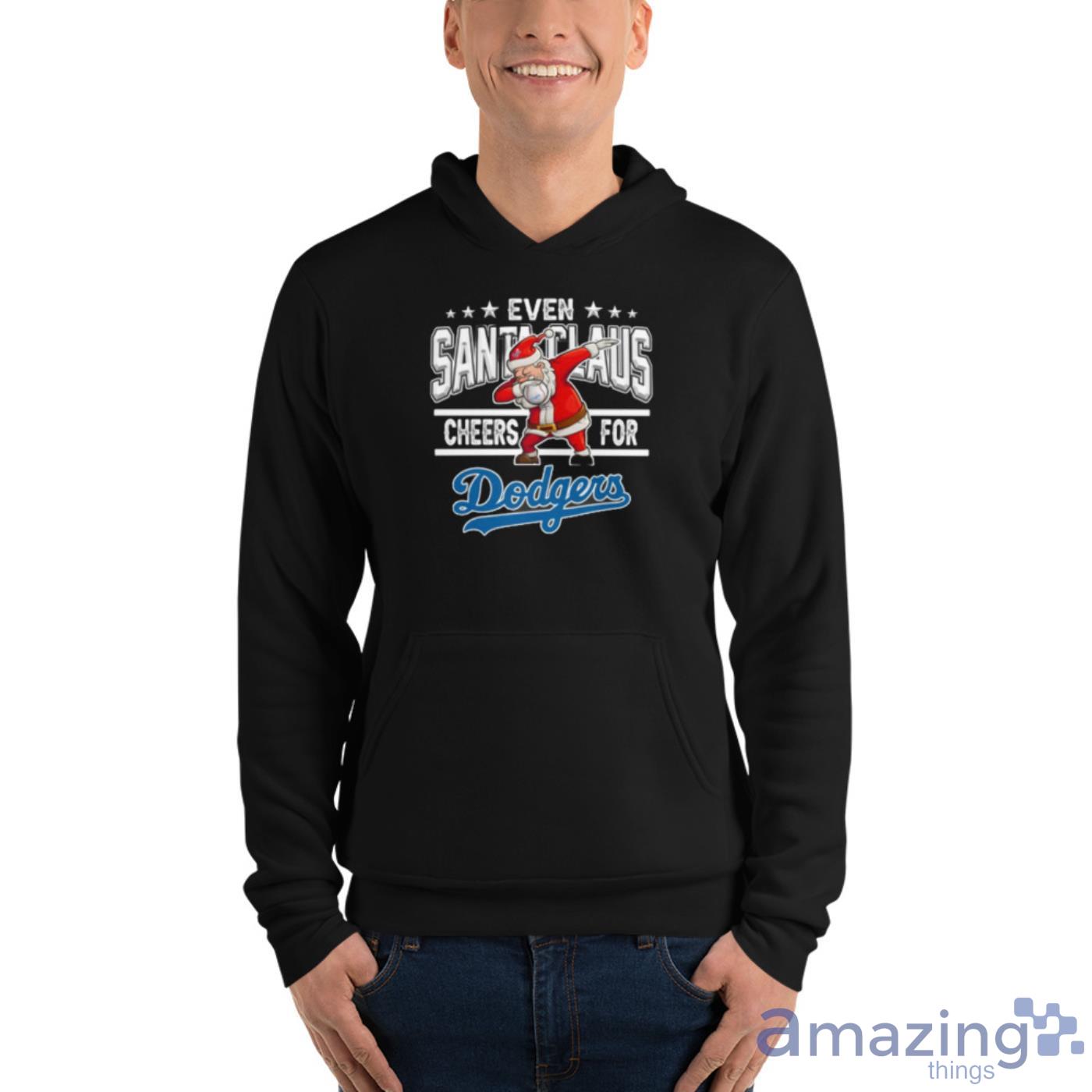 Los Angeles Dodgers Even Santa Claus Cheers For Christmas MLB Shirt image Los Angeles Dodgers Even Santa Claus Cheers For Christmas MLB Shirt - Unisex Fleece Pullover Hoodie