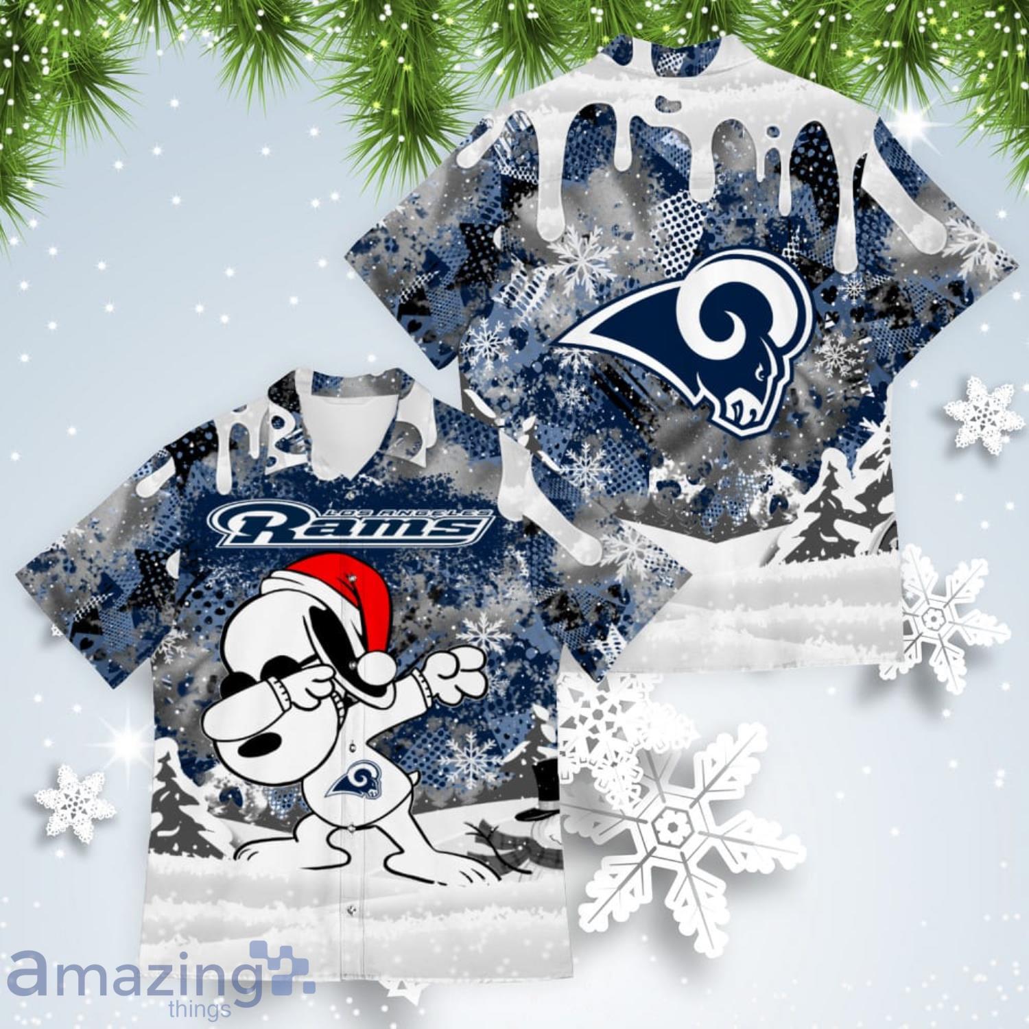 Los Angeles Rams Snoopy Dabbing The Peanuts American Christmas Dripping Hawaiian Shirt Product Photo 1 Los Angeles Rams Snoopy Dabbing The Peanuts American Christmas Dripping Hawaiian Shirt Product Photo 1