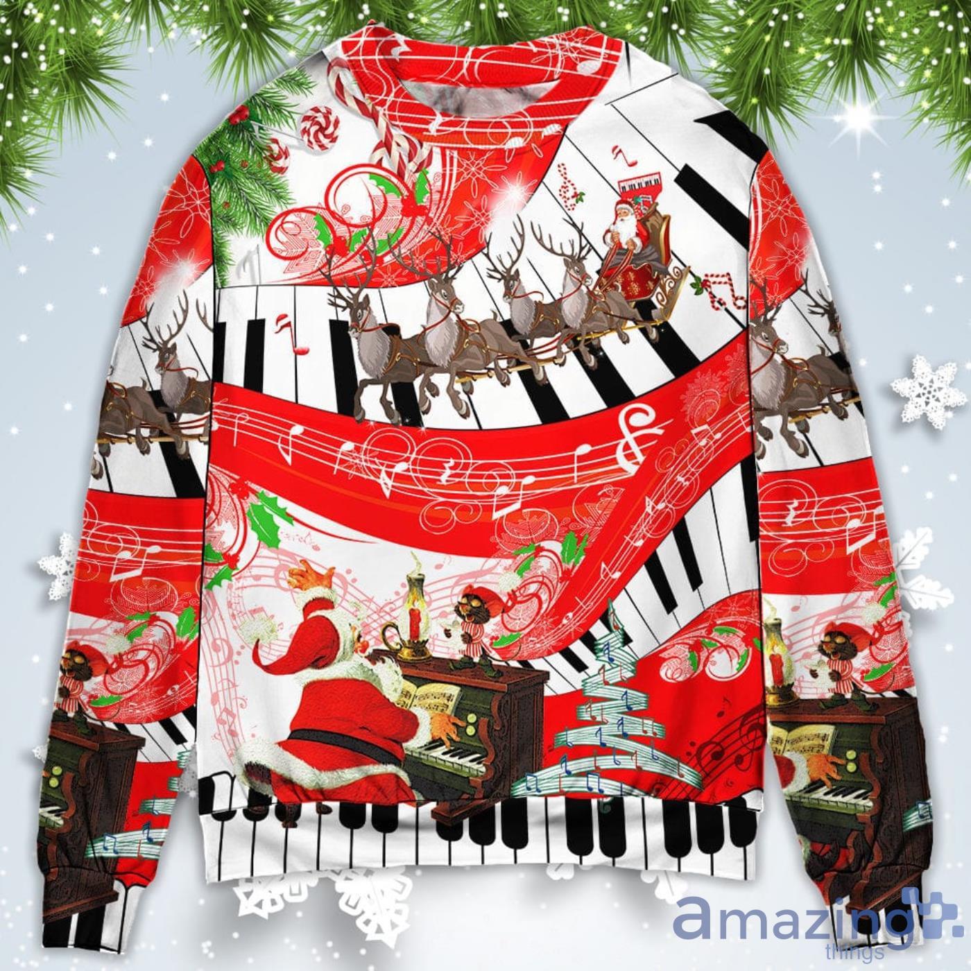 Love Music Happy Life Christmas Sweatshirt Sweater Product Photo 1