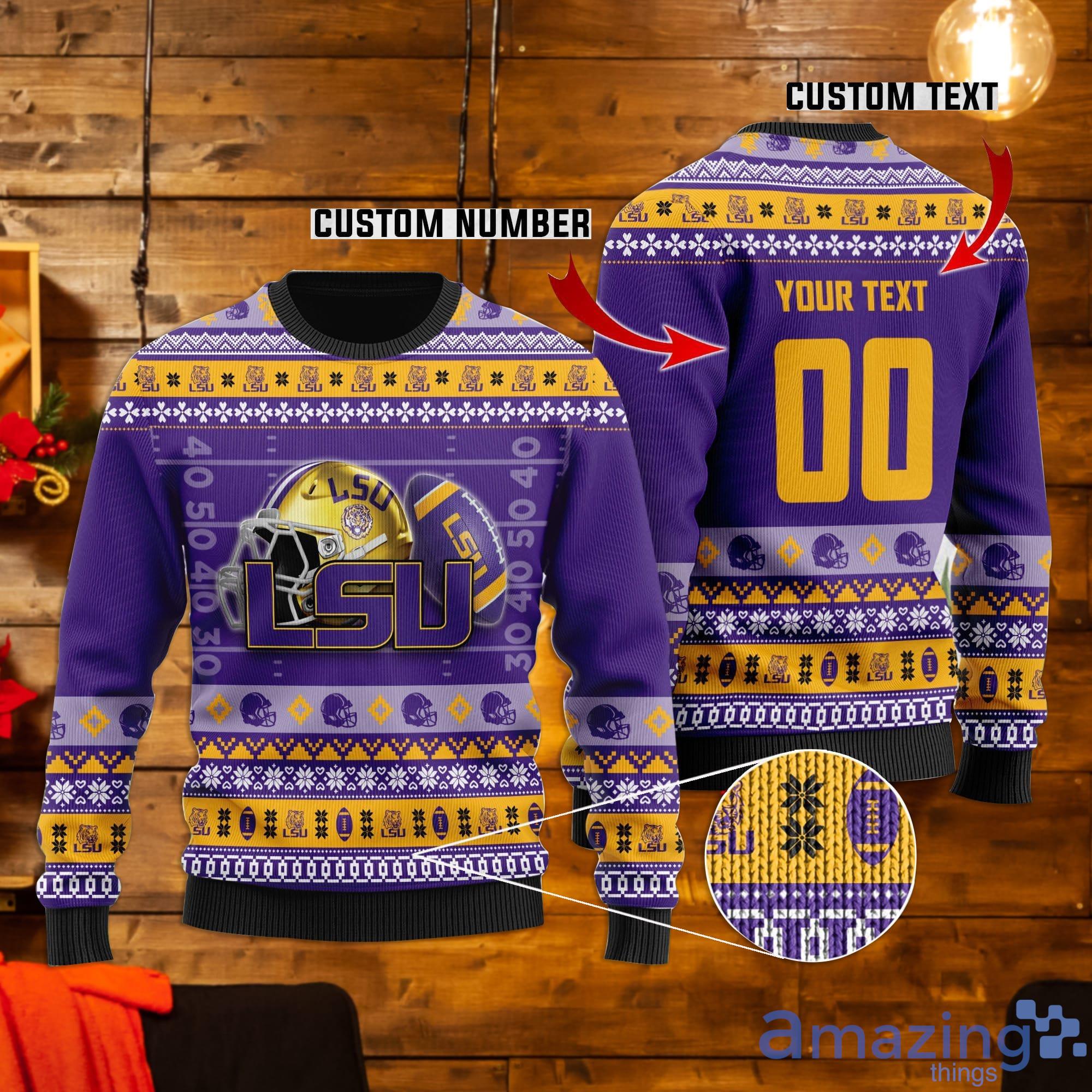 LSU Tigers Custom Name & Number Ugly Christmas Sweater Product Photo 1