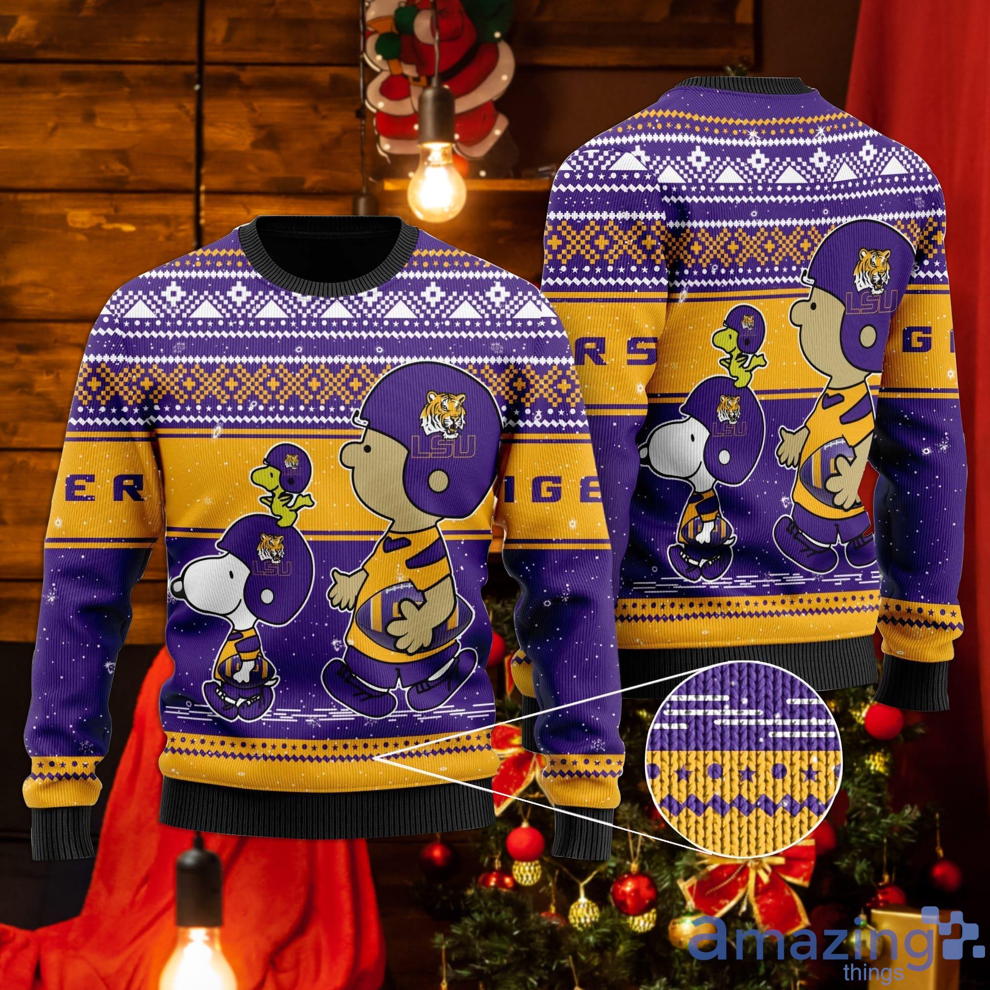 LSU Tigers Snoopy Lover Ugly Christmas Sweater Product Photo 1