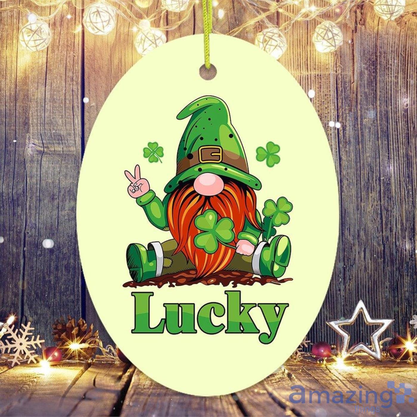 Lucky Irish Gnome St. Patricks Theme Christmas Gift Ornament image Lucky Irish Gnome St. Patricks Theme Christmas Gift Ornament Product Photo 2