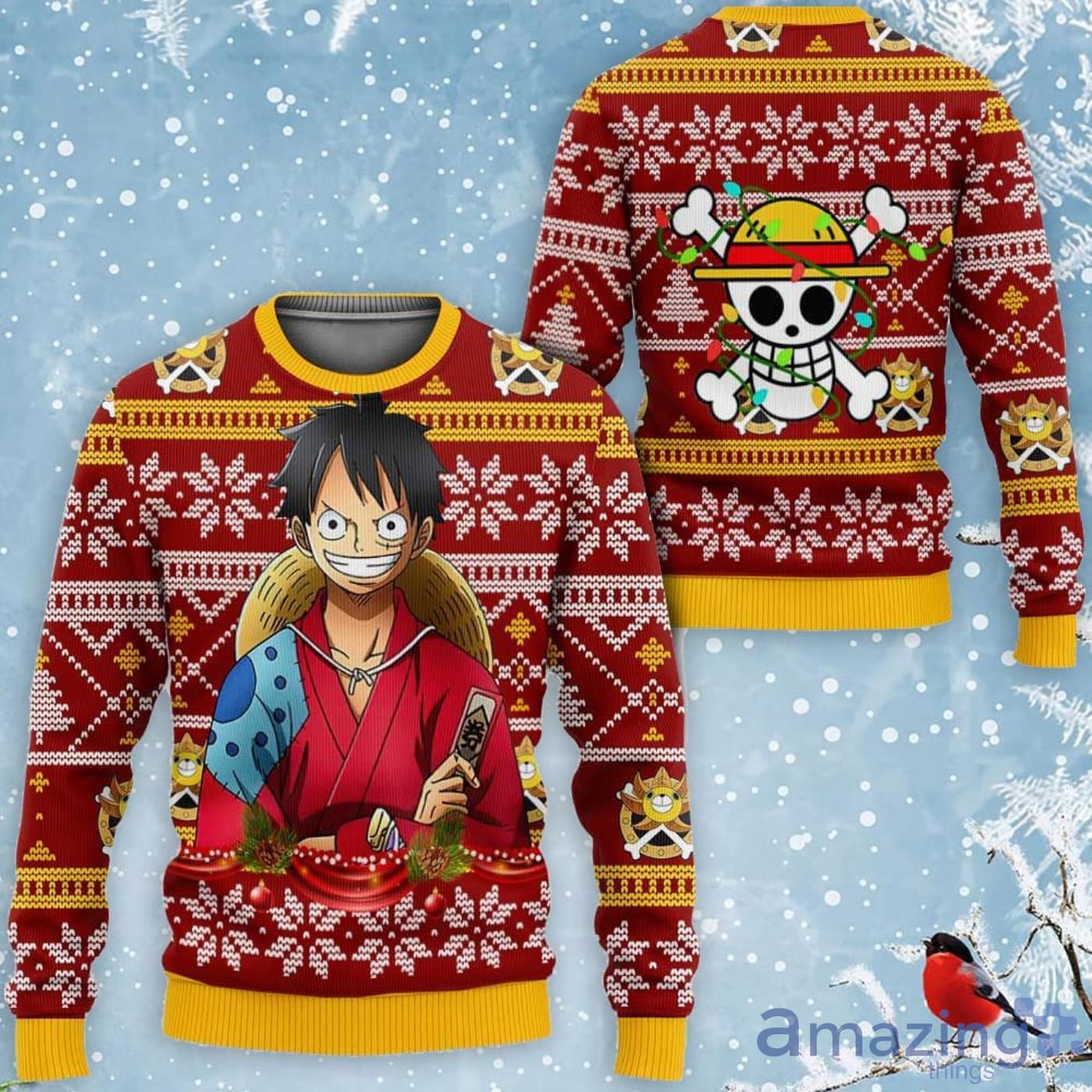 Luffy Custom Wano One Piece Anime Ugly Christmas Sweater Product Photo 1