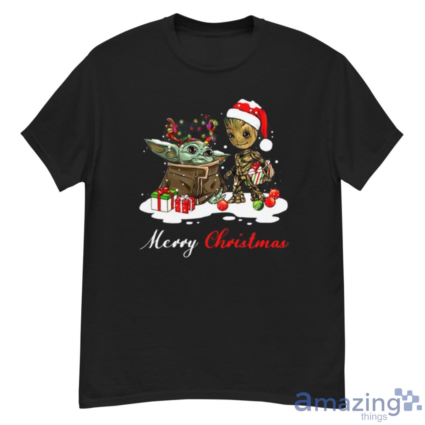 Marvel Guardians Merry Christmas Santa Groot And Baby Yoda T-Shirt Star Wars Christmas Shirt - G500 Men’s Classic T-Shirt