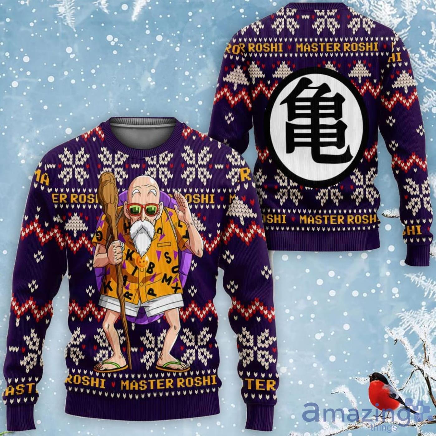 Master Roshi Custom Anime Dragon Ball Ugly Christmas Sweater Product Photo 1