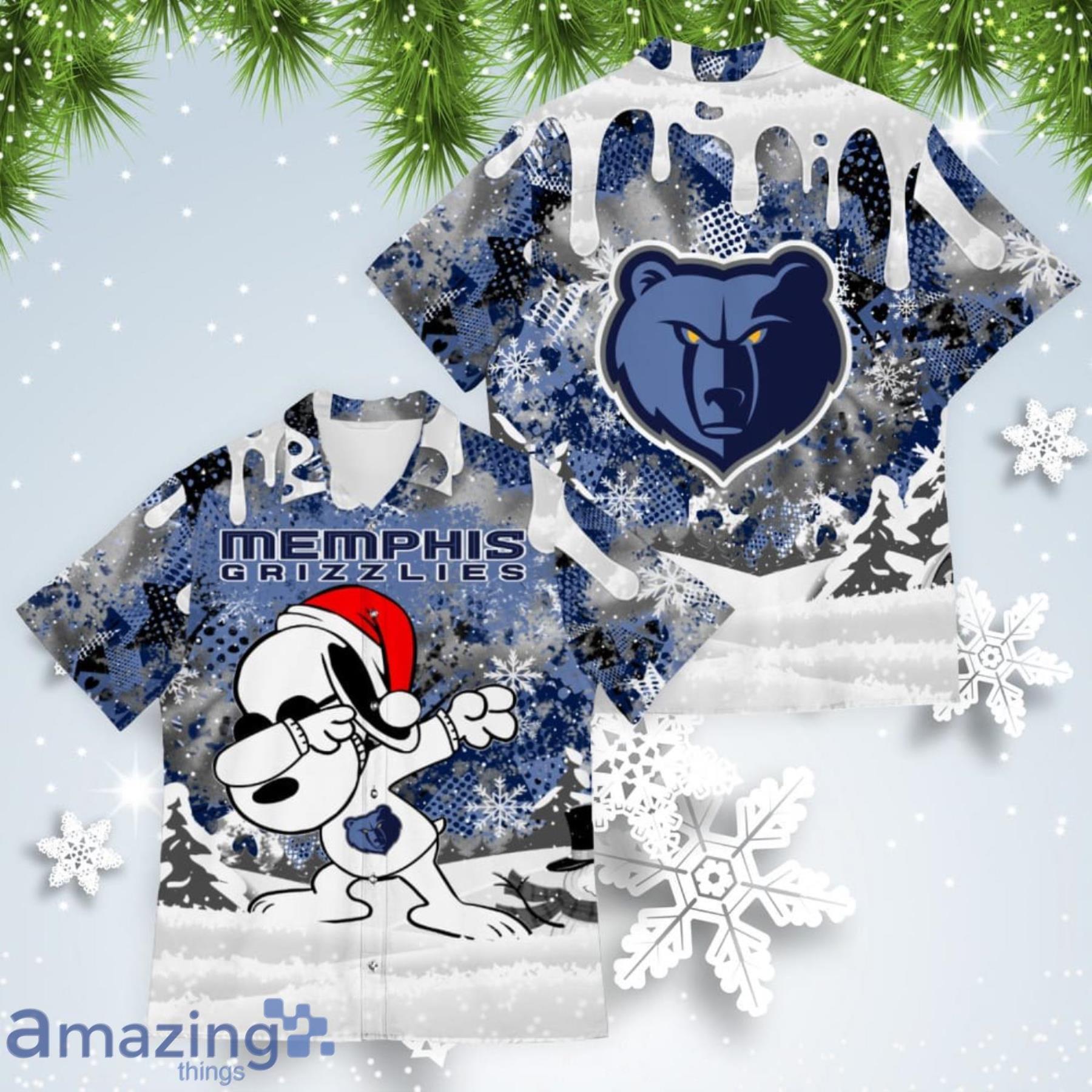 Memphis Grizzlies Snoopy Dabbing The Peanuts American Christmas Dripping Hawaiian Shirt Product Photo 1