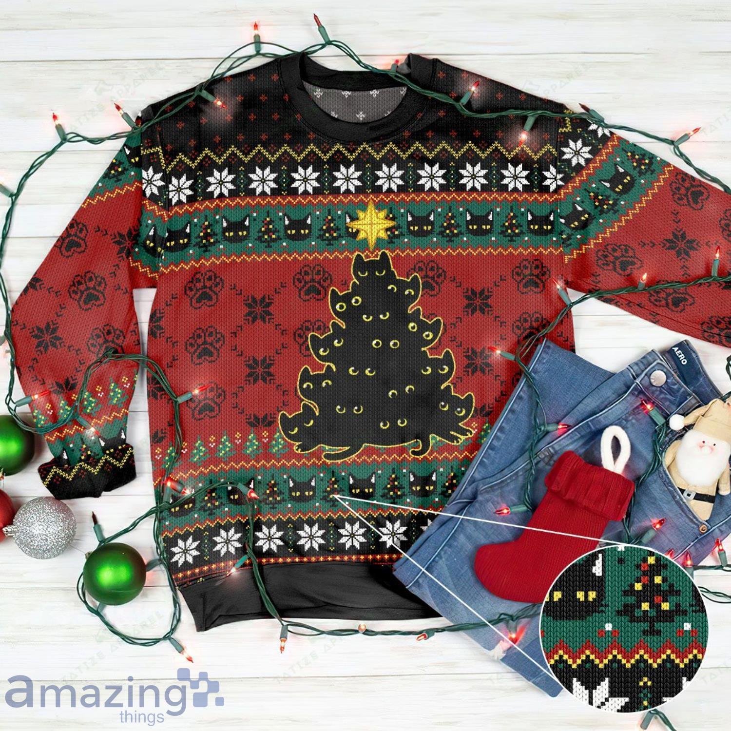 Meowy christmas shop light up sweater