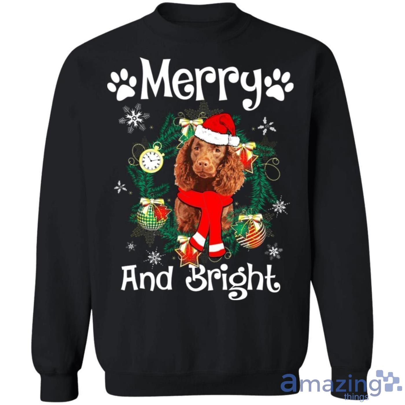 Merry And Bright American Water Spaniel Dog Christmas Sweatshirt Product Photo 1