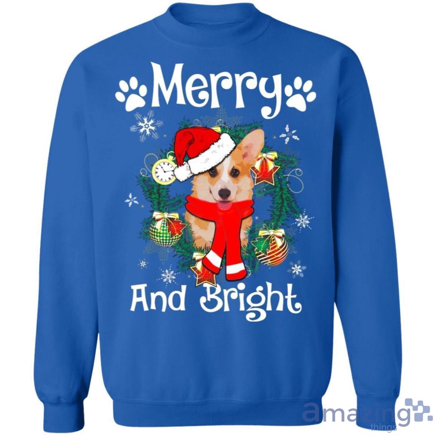 Merry And Bright Corgi Dog Christmas Sweatshirt