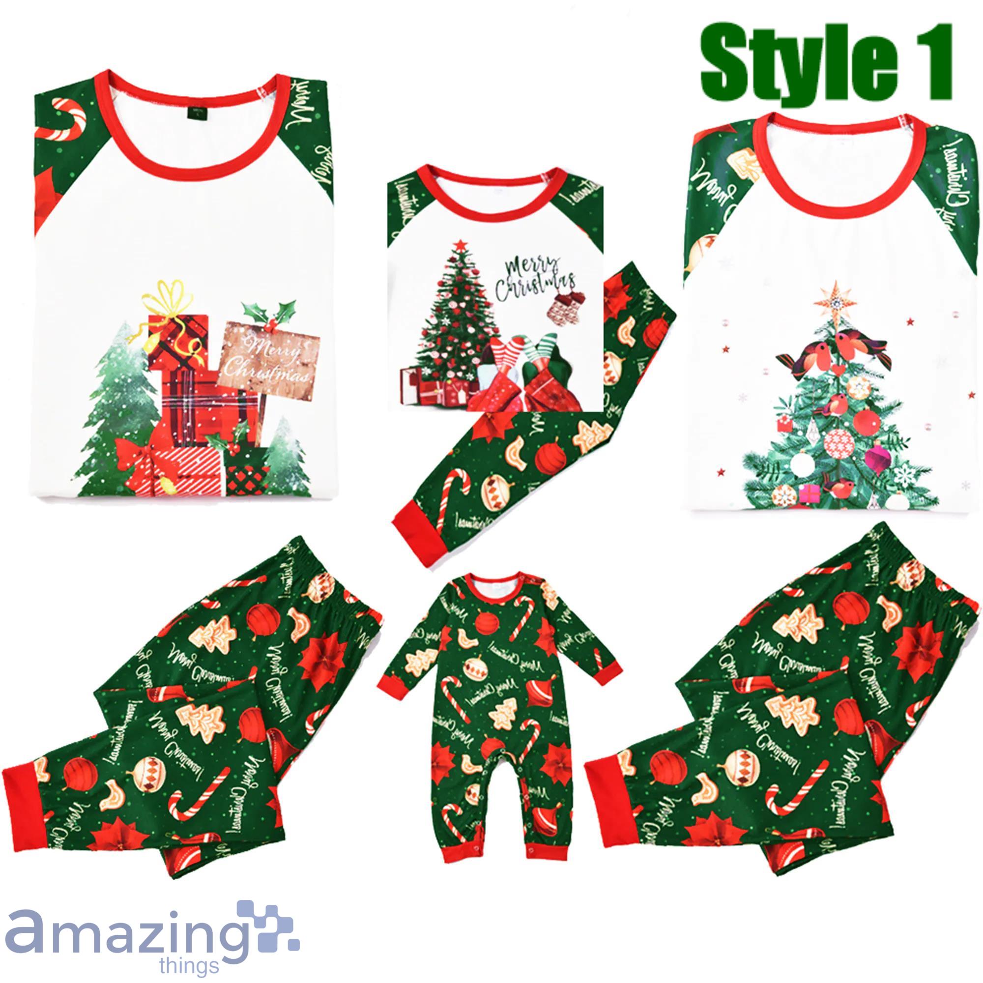 Merry Christmas Gift Box And Christmas Tree Matching Family Pajamas Product Photo 1