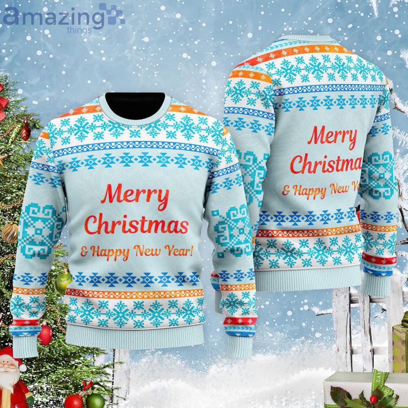 Merry Christmas & Happy New Year Ugly Christmas Sweater Product Photo 1