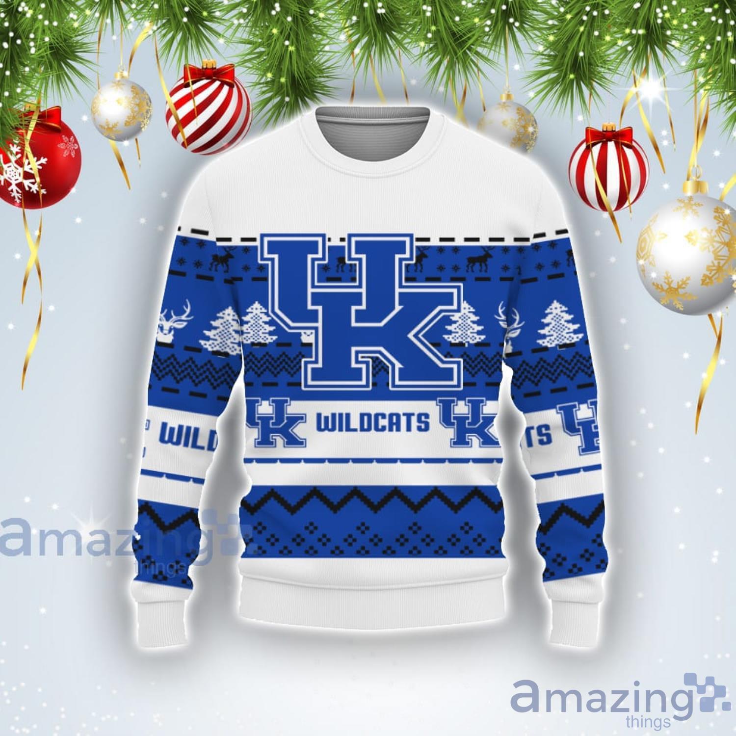 Merry Christmas Snow Pattern Funny Cute Kentucky Wildcats Ugly Christmas Sweater Product Photo 1 Merry Christmas Snow Pattern Funny Cute Kentucky Wildcats Ugly Christmas Sweater Product Photo 1