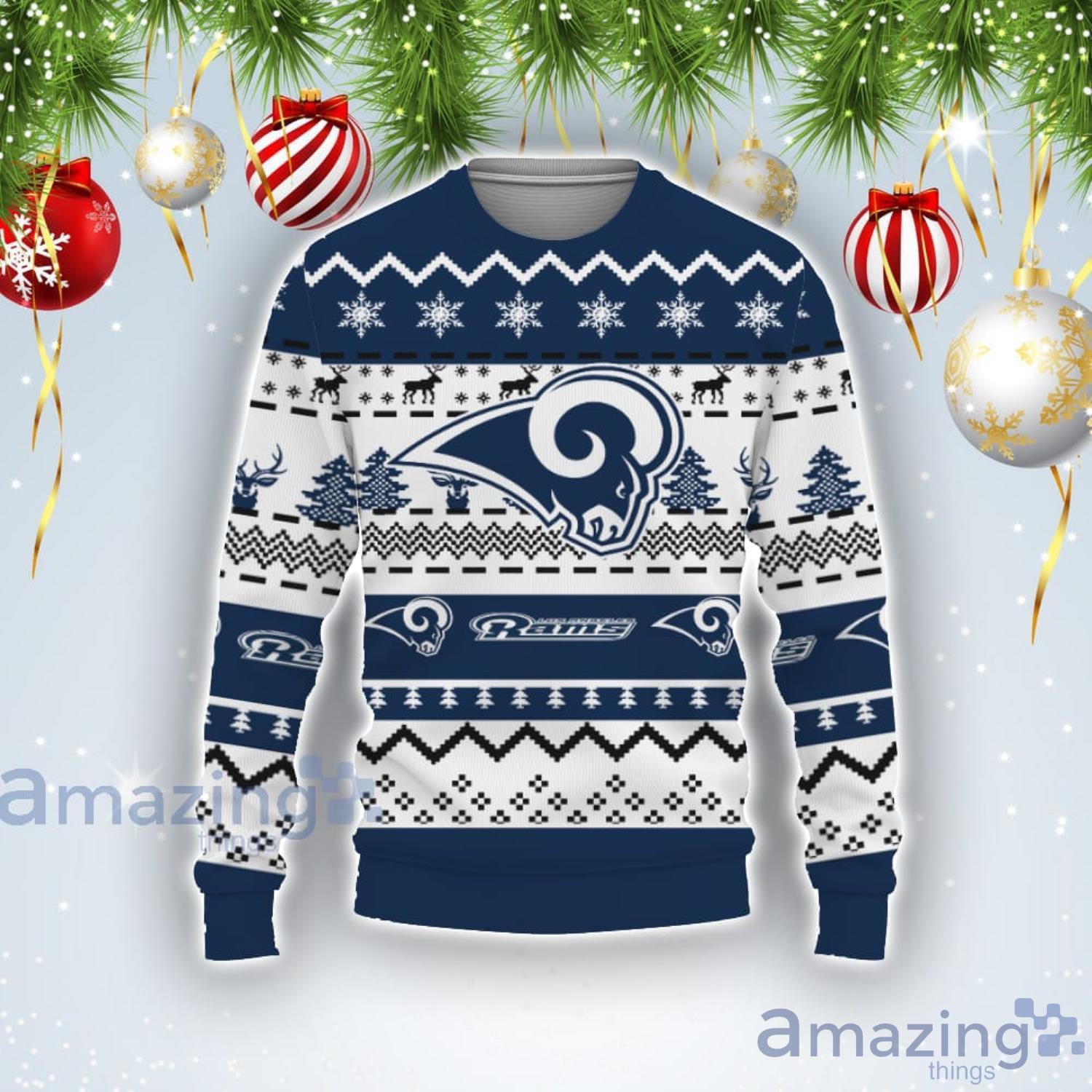 Merry Christmas Snow Pattern Funny Cute Los Angeles Rams Ugly Christmas  Sweater