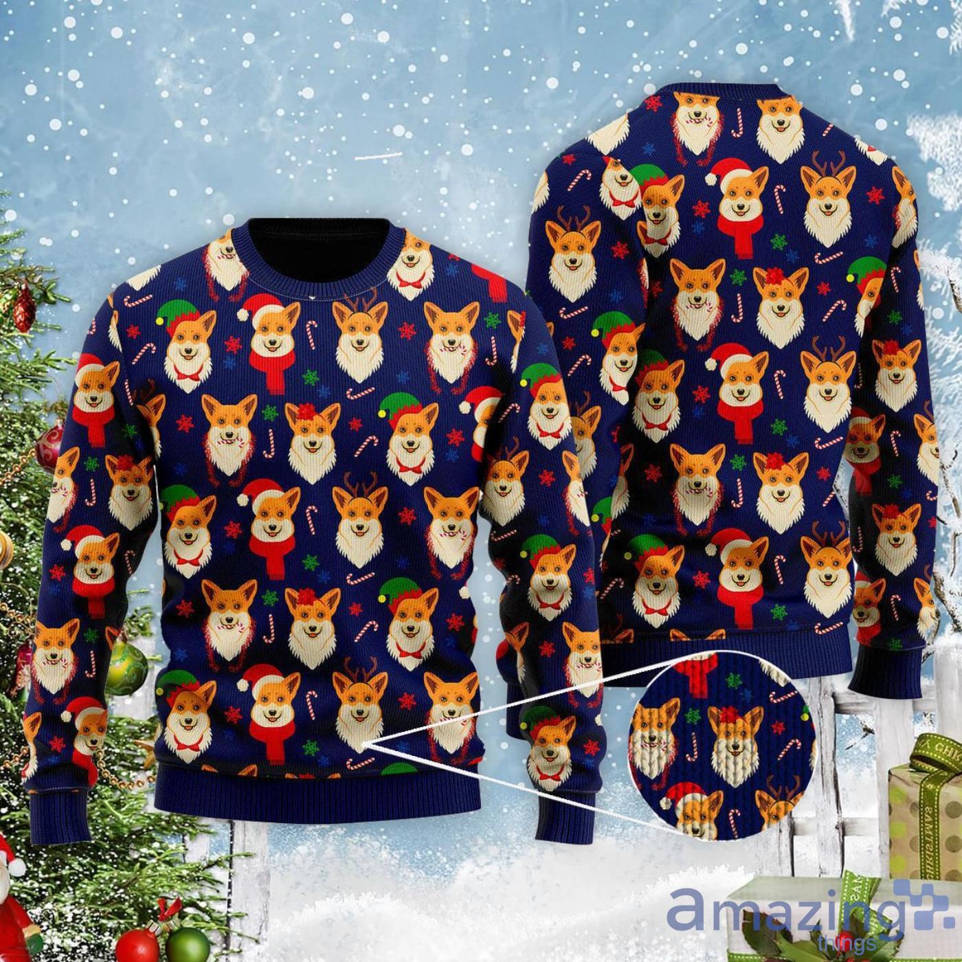 Merry Corgmas Corgi Dog Lover All Over Print Ugly Christmas Sweater Product Photo 1