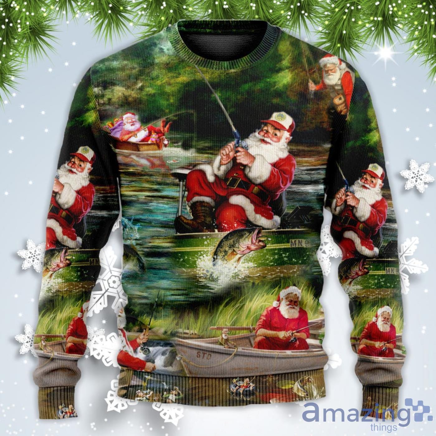Merry Fishmasand A Happy New Reel Christmas Sweatshirt Sweater image Merry Fishmasand A Happy New Reel Christmas Sweatshirt Sweater Product Photo 2