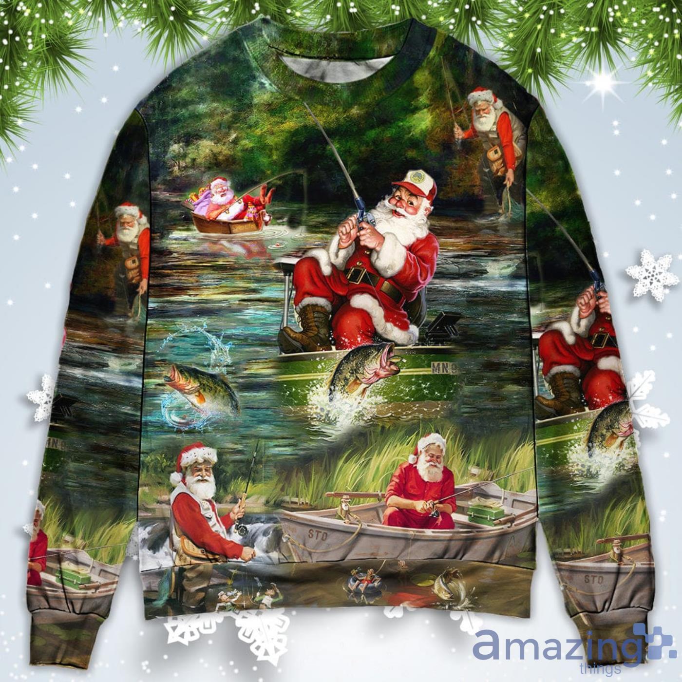 Merry Fishmasand A Happy New Reel Christmas Sweatshirt Sweater image Merry Fishmasand A Happy New Reel Christmas Sweatshirt Sweater Product Photo 3