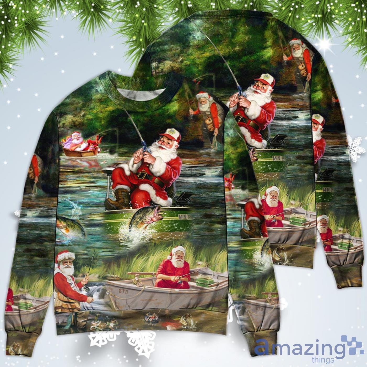 Merry Fishmasand A Happy New Reel Christmas Sweatshirt Sweater image Merry Fishmasand A Happy New Reel Christmas Sweatshirt Sweater Product Photo 4