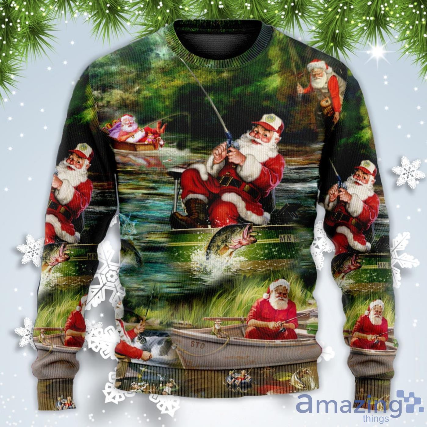 Merry Fishmasand A Happy New Reel Christmas Sweatshirt Sweater image Merry Fishmasand A Happy New Reel Christmas Sweatshirt Sweater Product Photo 5