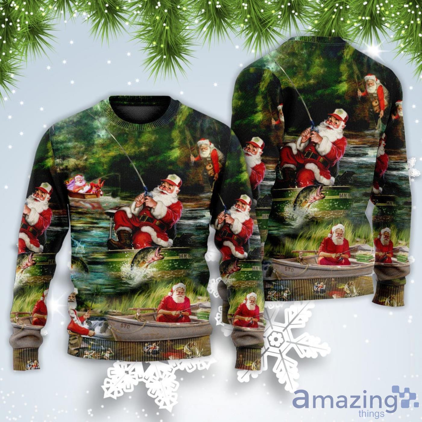 Merry Fishmasand A Happy New Reel Christmas Sweatshirt Sweater image Merry Fishmasand A Happy New Reel Christmas Sweatshirt Sweater Product Photo 6